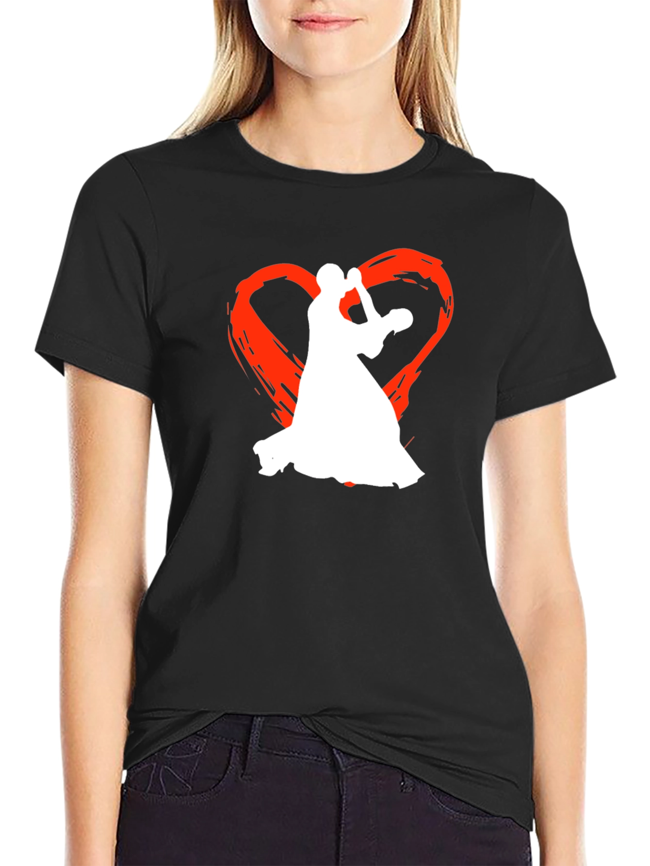 Dancing Romance Graphic Tee - Black Cotton T-Shirt