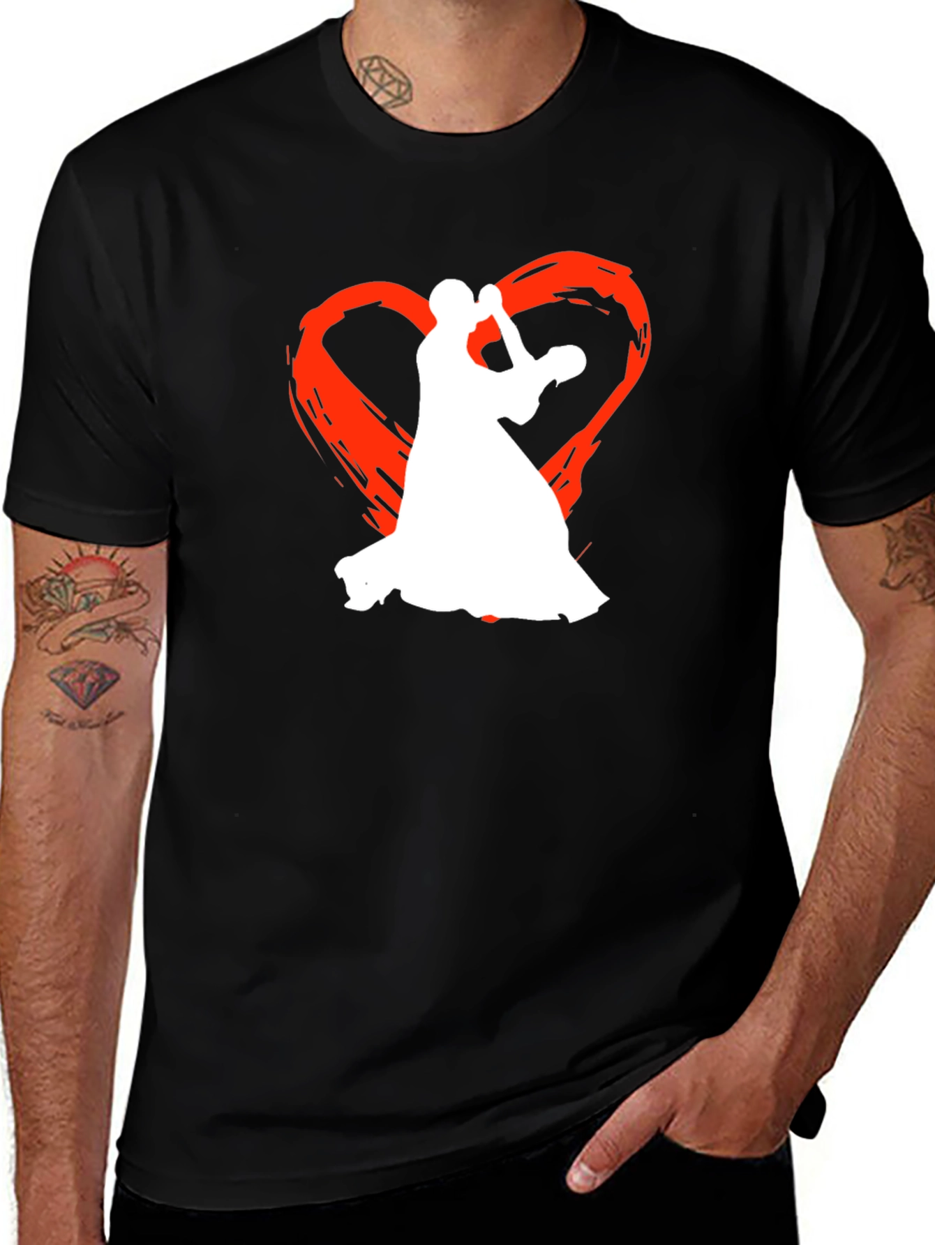 Dancing Romance Graphic Tee - Black Cotton T-Shirt