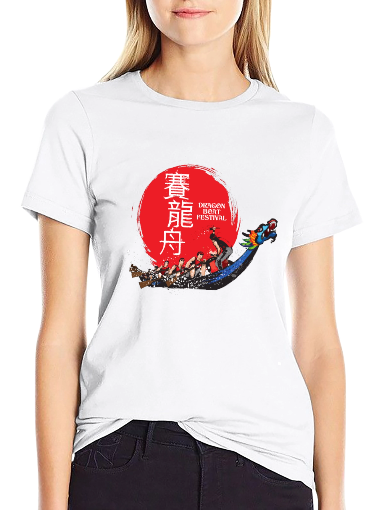 Dragon Boat Festival T-Shirt - Black Crew Neck Tee