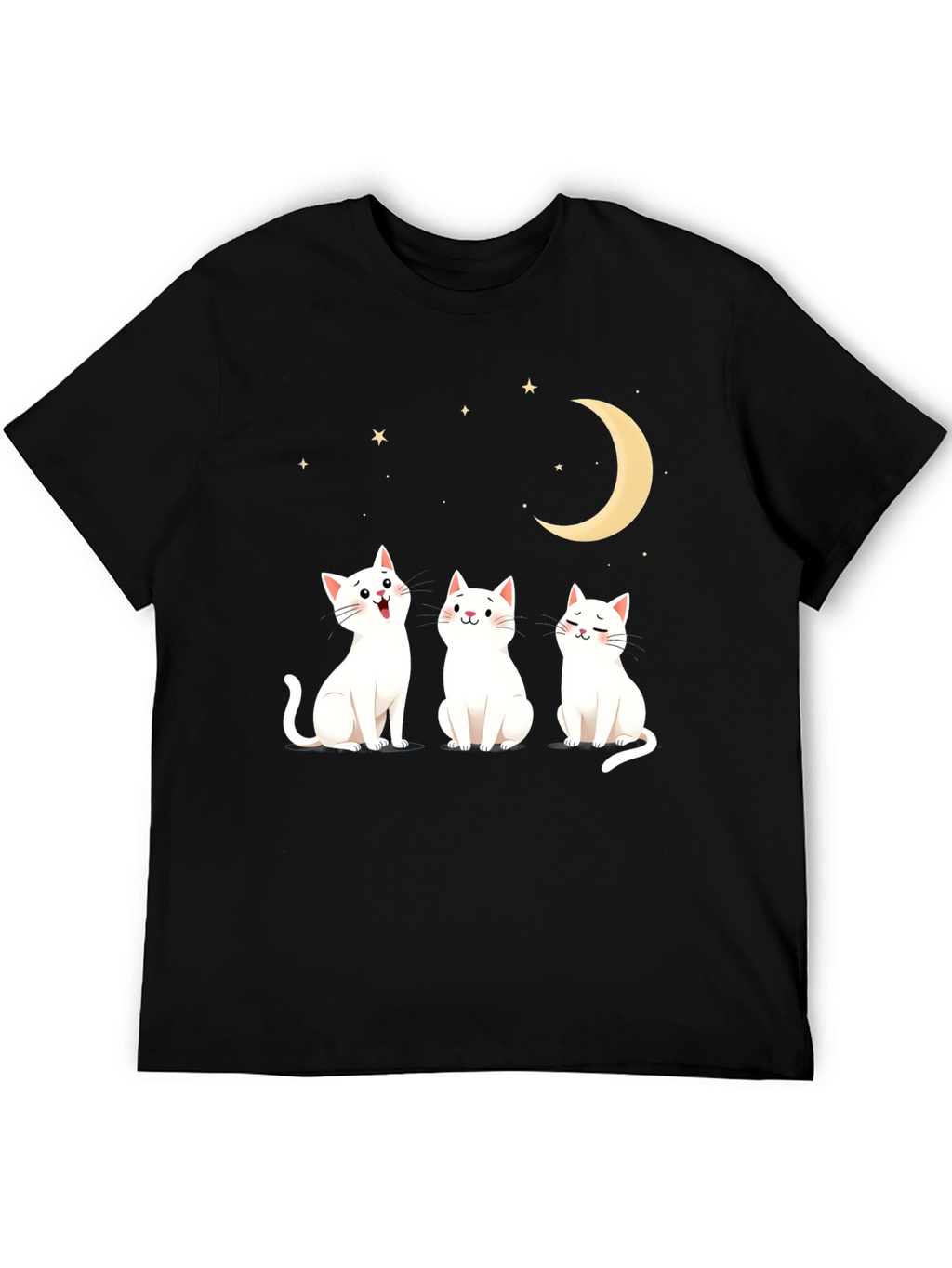 Cute Cats Moon Stars Graphic Tee
