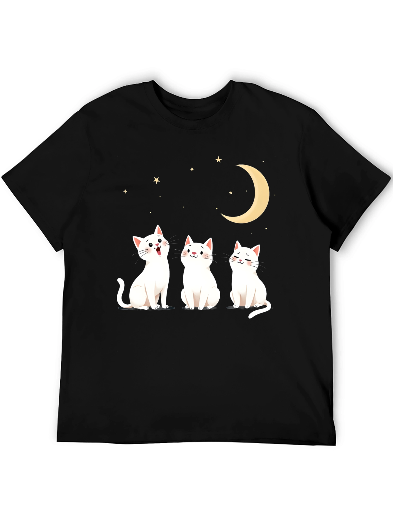 Cute Cats Moon Stars Graphic Tee