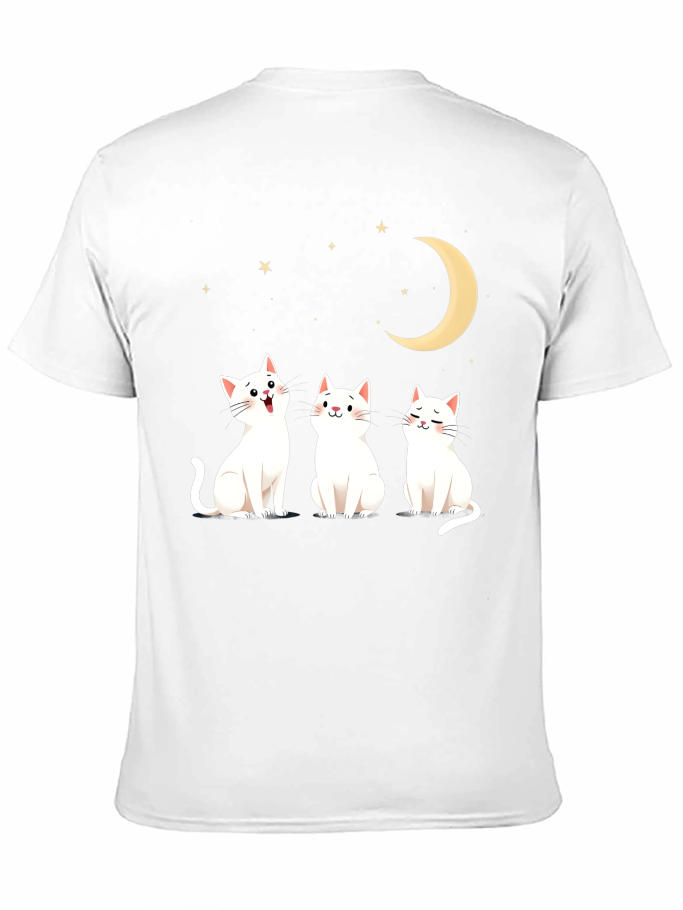 Cute Cats Moon Stars Graphic Tee