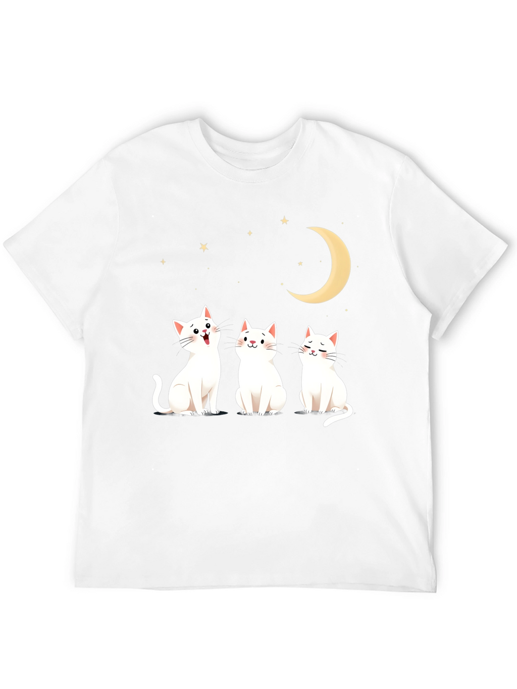 Cute Cats Moon Stars Graphic Tee