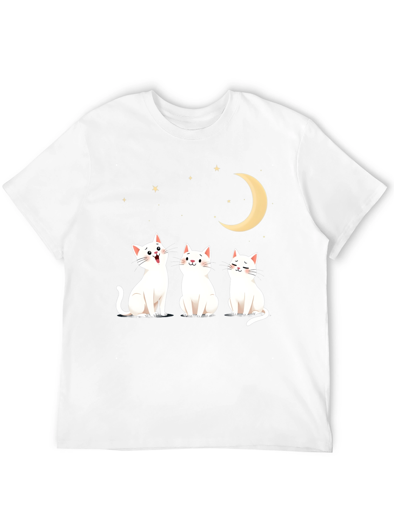 Cute Cats Moon Stars Graphic Tee