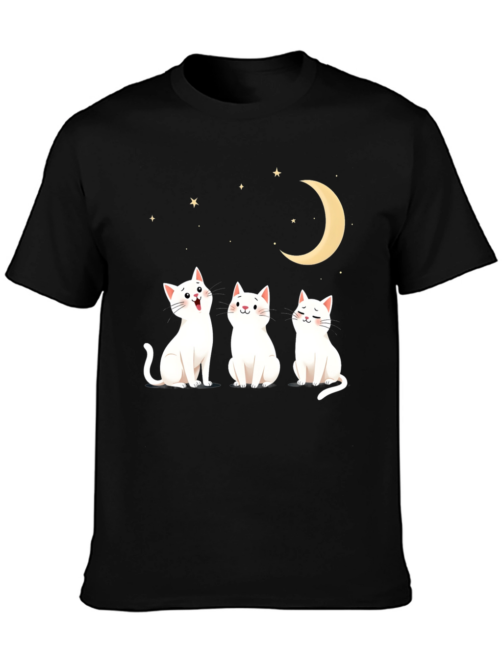Cute Cats Moon Stars Graphic Tee