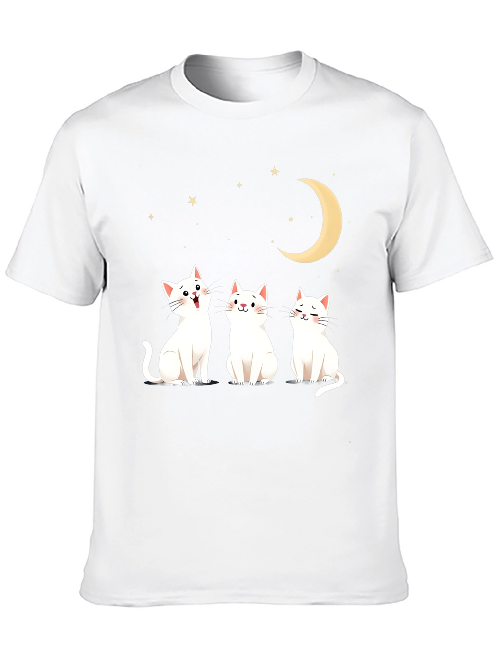 Cute Cats Moon Stars Graphic Tee