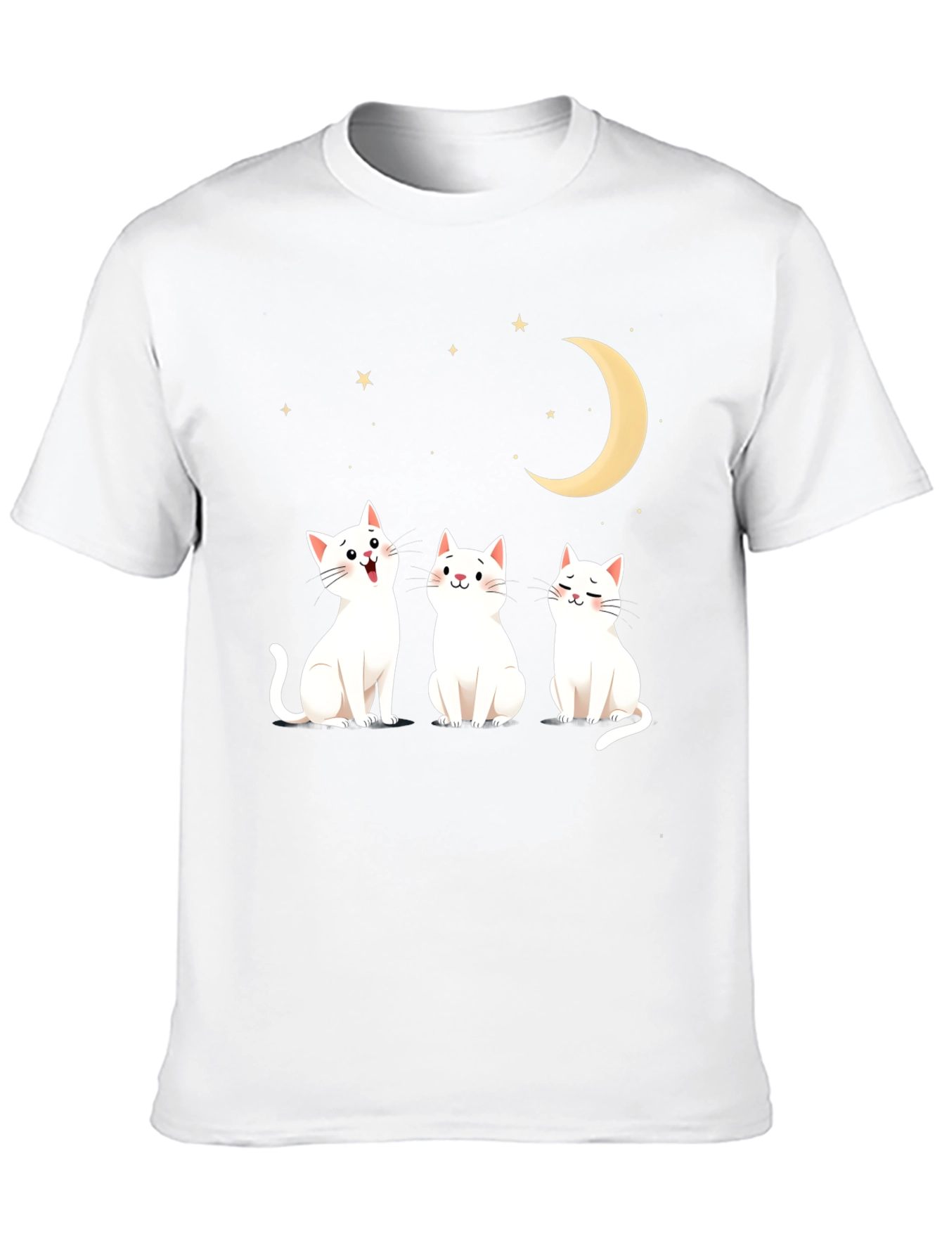 Cute Cats Moon Stars Graphic Tee
