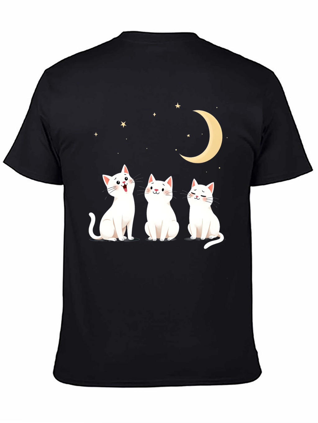 Cute Cats Moon Stars Graphic Tee