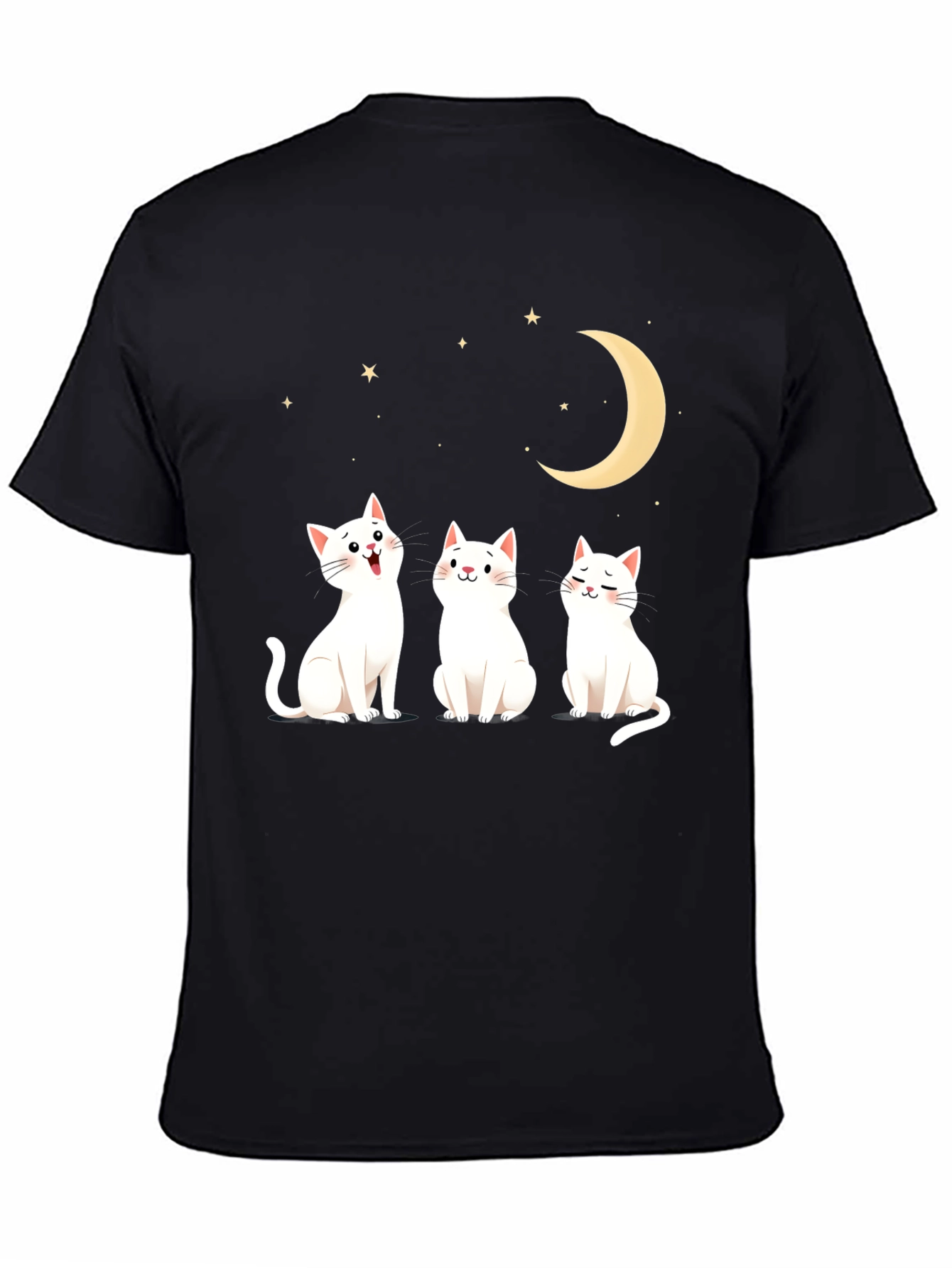 Cute Cats Moon Stars Graphic Tee