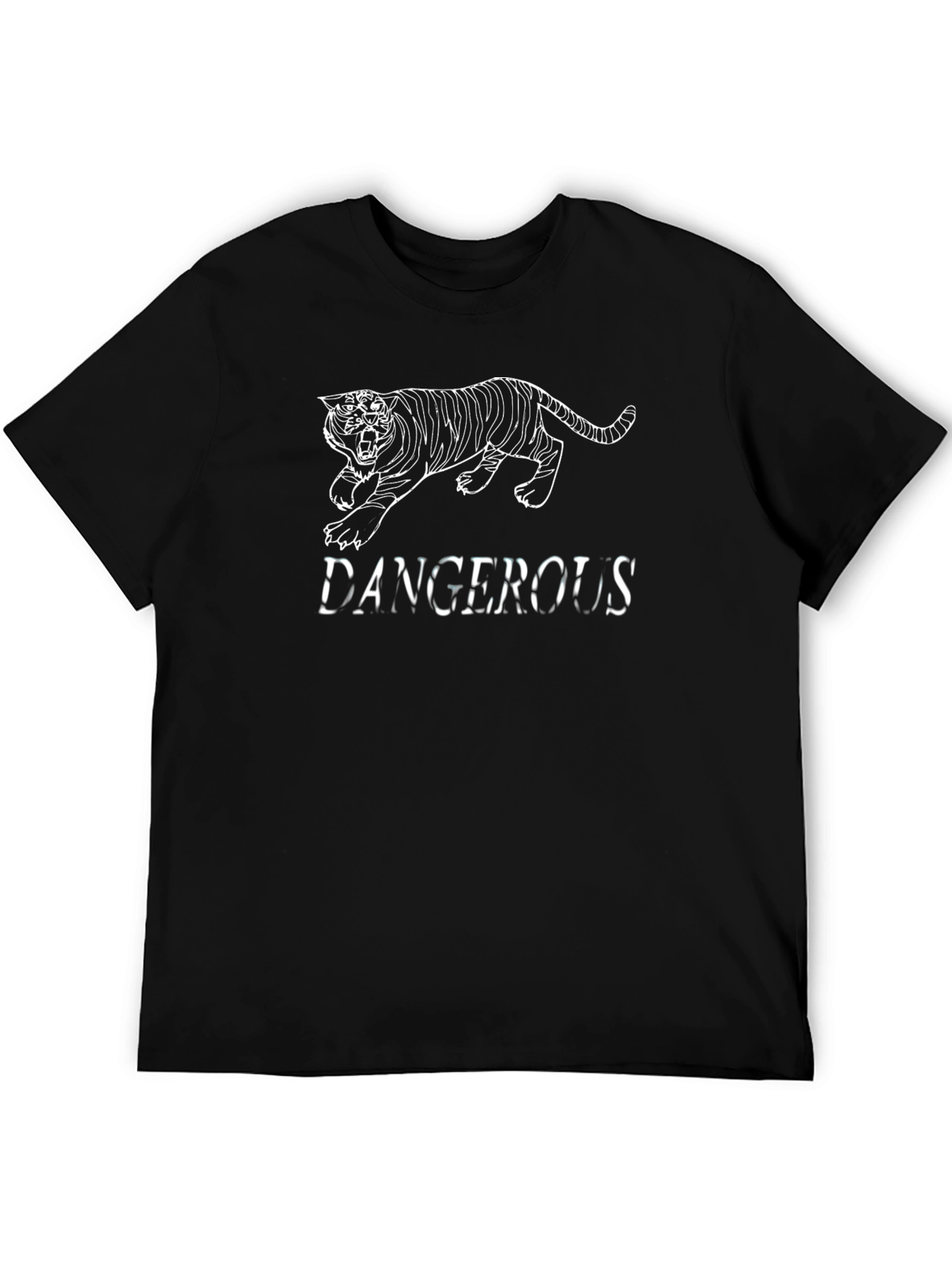Dangerous Tiger Graphic Print Black T-Shirt