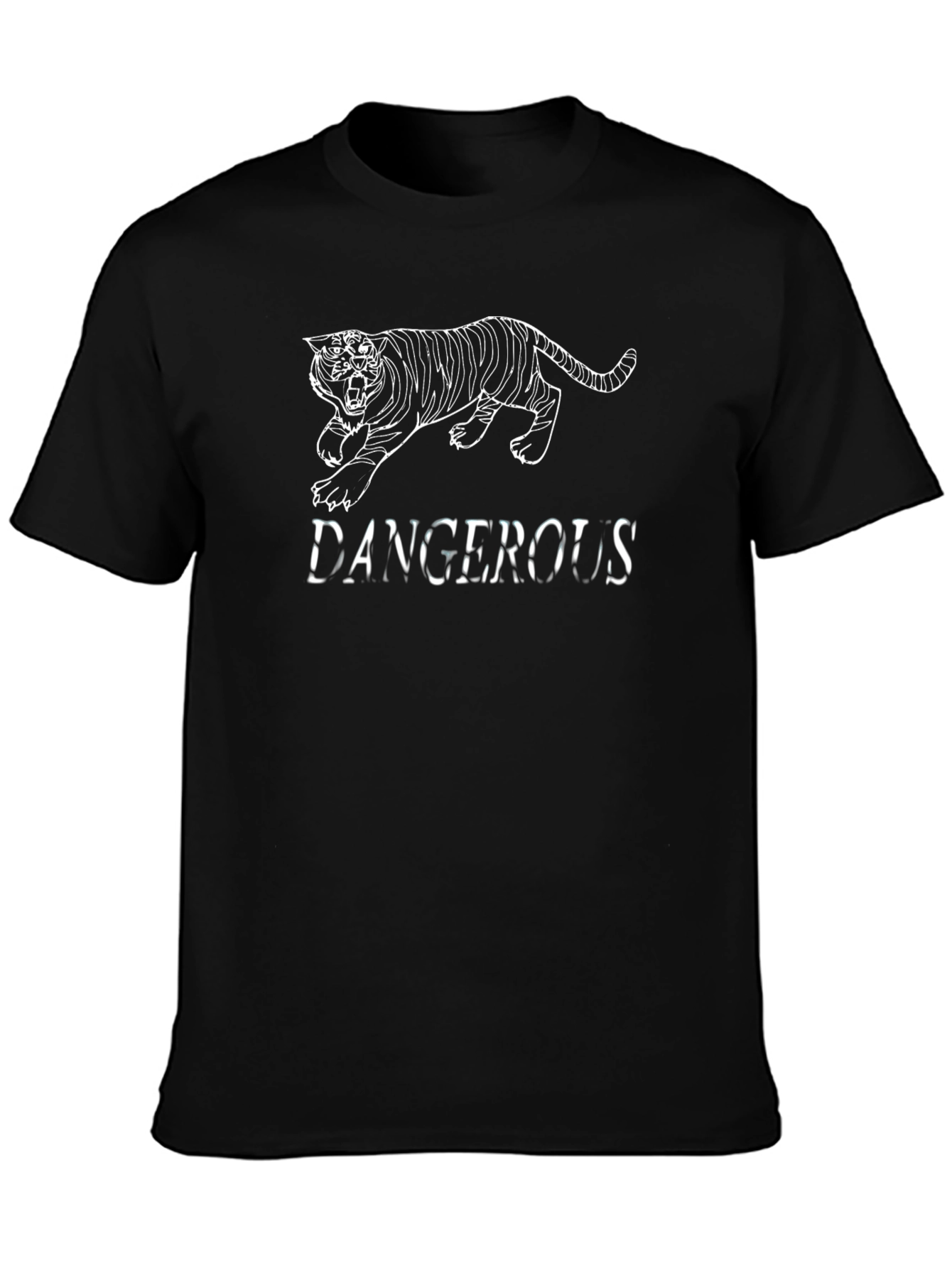 Dangerous Tiger Graphic Print Black T-Shirt