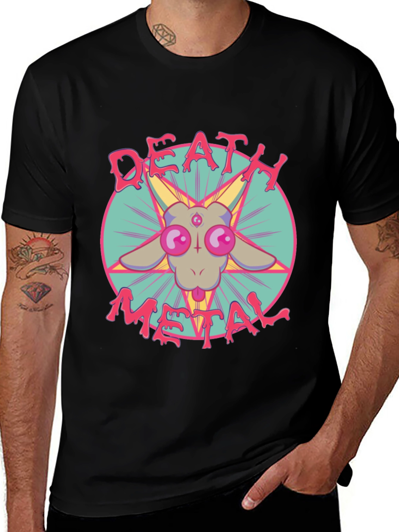 Death Metal Goat Graphic Tee - Bold & Edgy Style