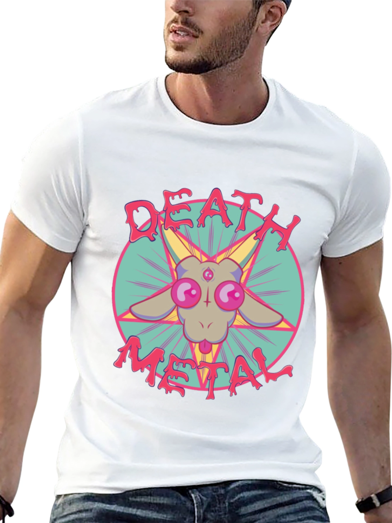 Death Metal Goat Graphic Tee - Bold & Edgy Style