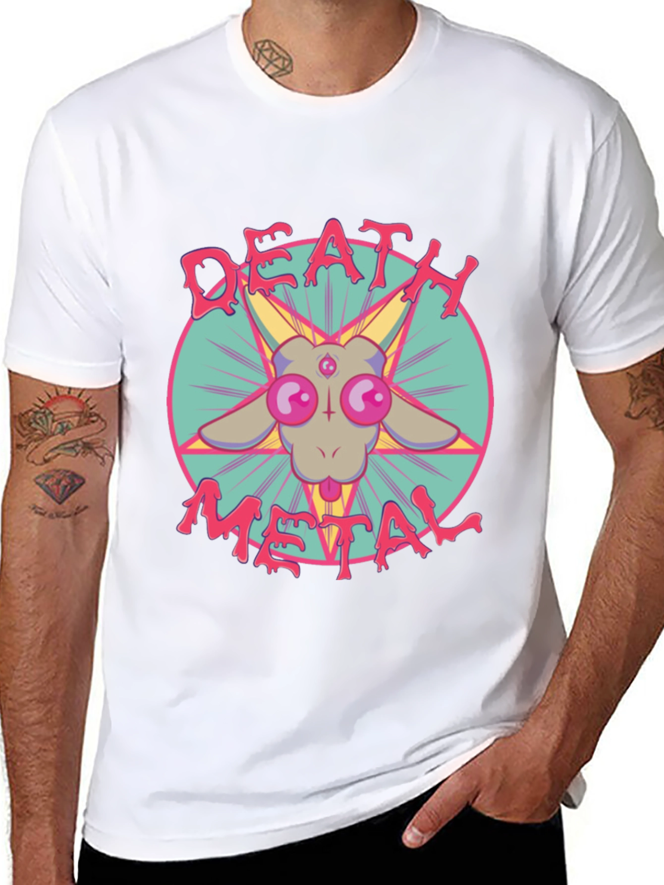 Death Metal Goat Graphic Tee - Bold & Edgy Style