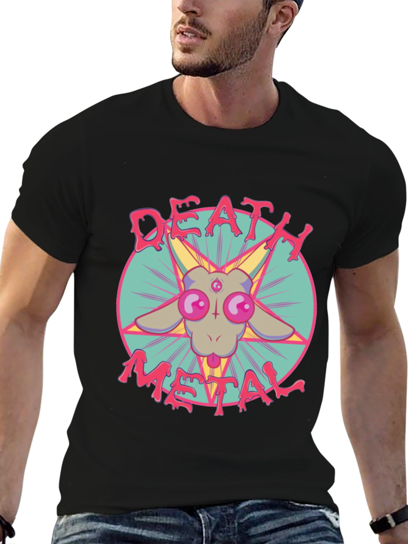 Death Metal Goat Graphic Tee - Bold & Edgy Style