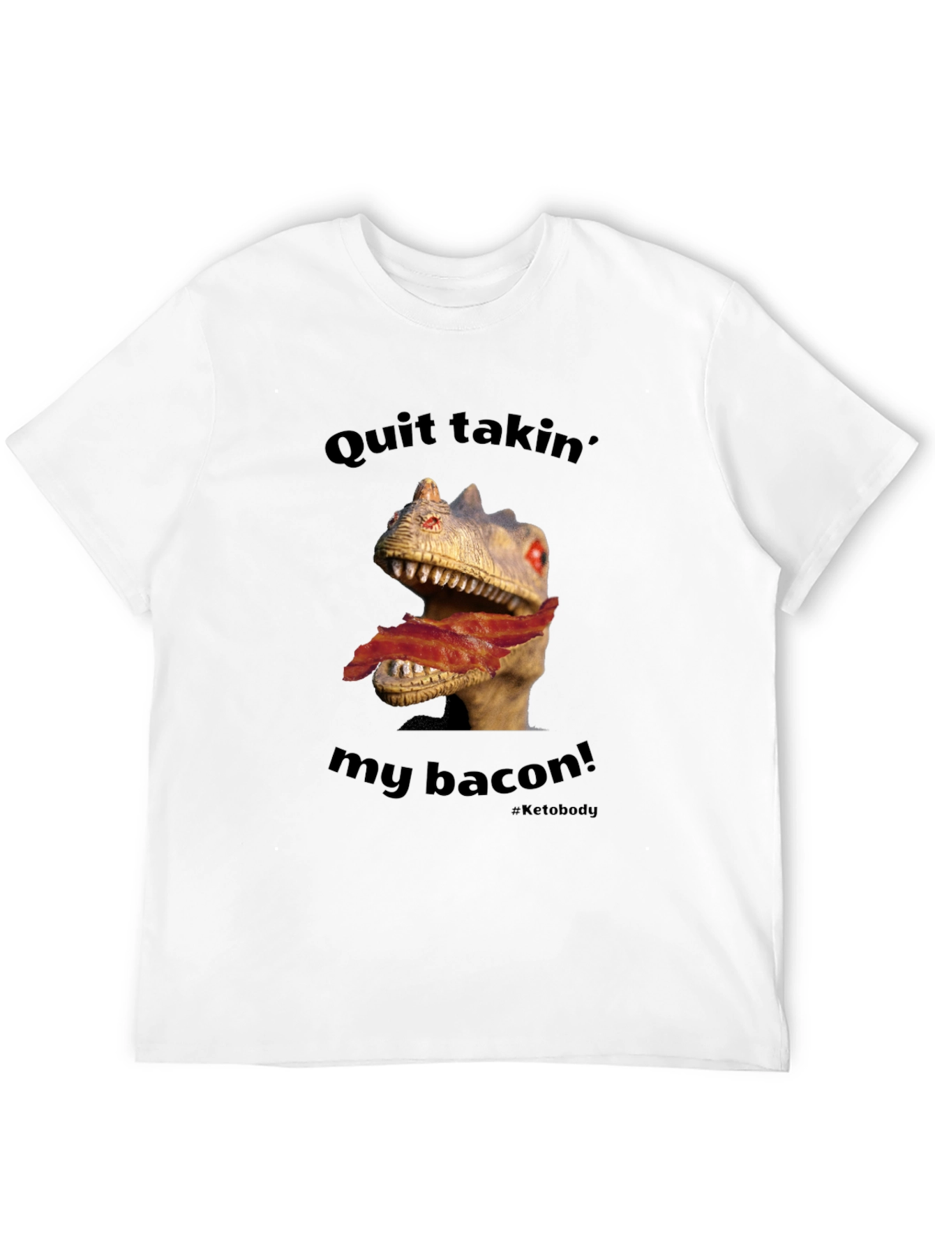 Dino Bacon Mens Graphic Tee - Funny Novelty Shirt