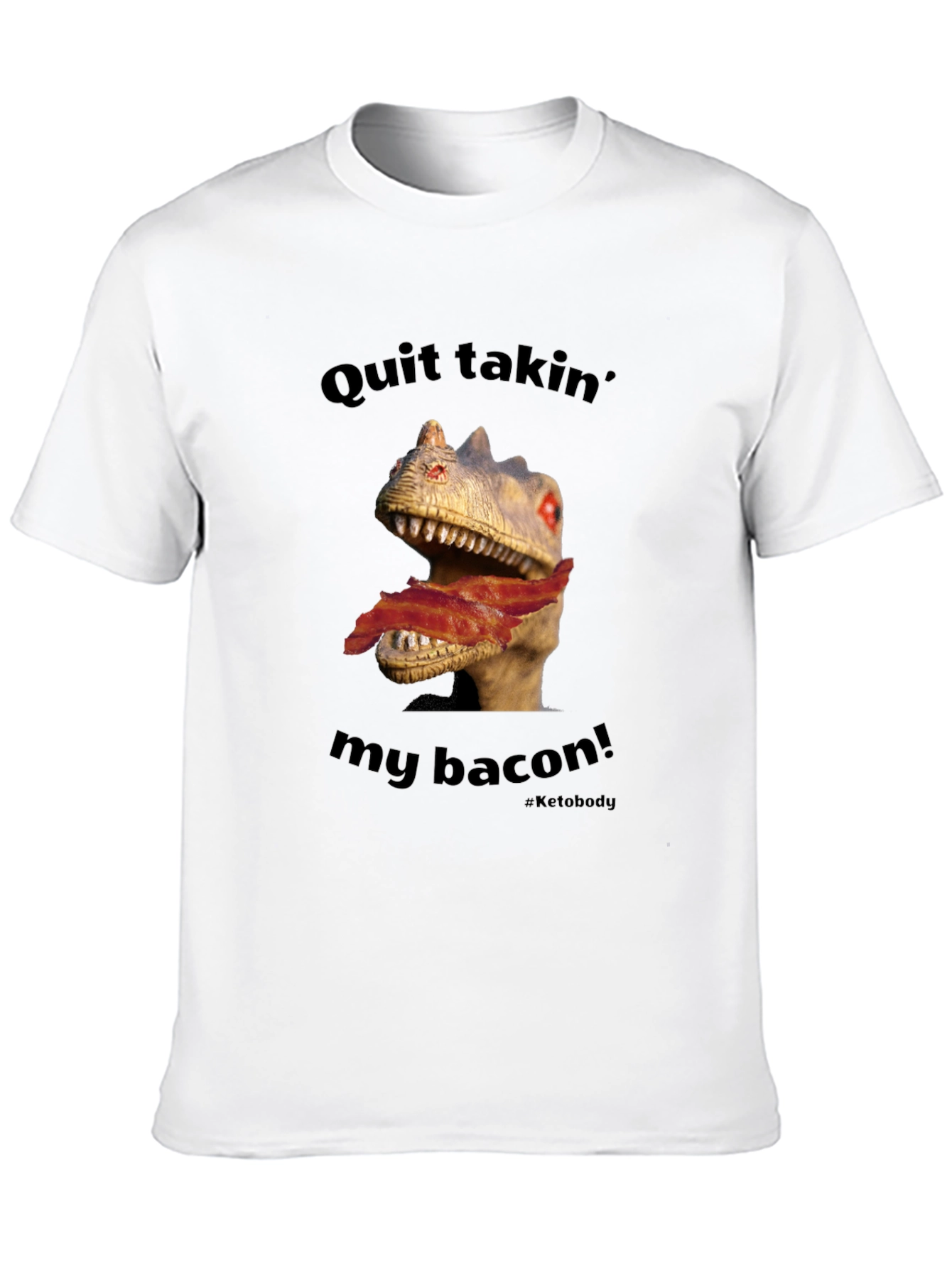 Dino Bacon Mens Graphic Tee - Funny Novelty Shirt