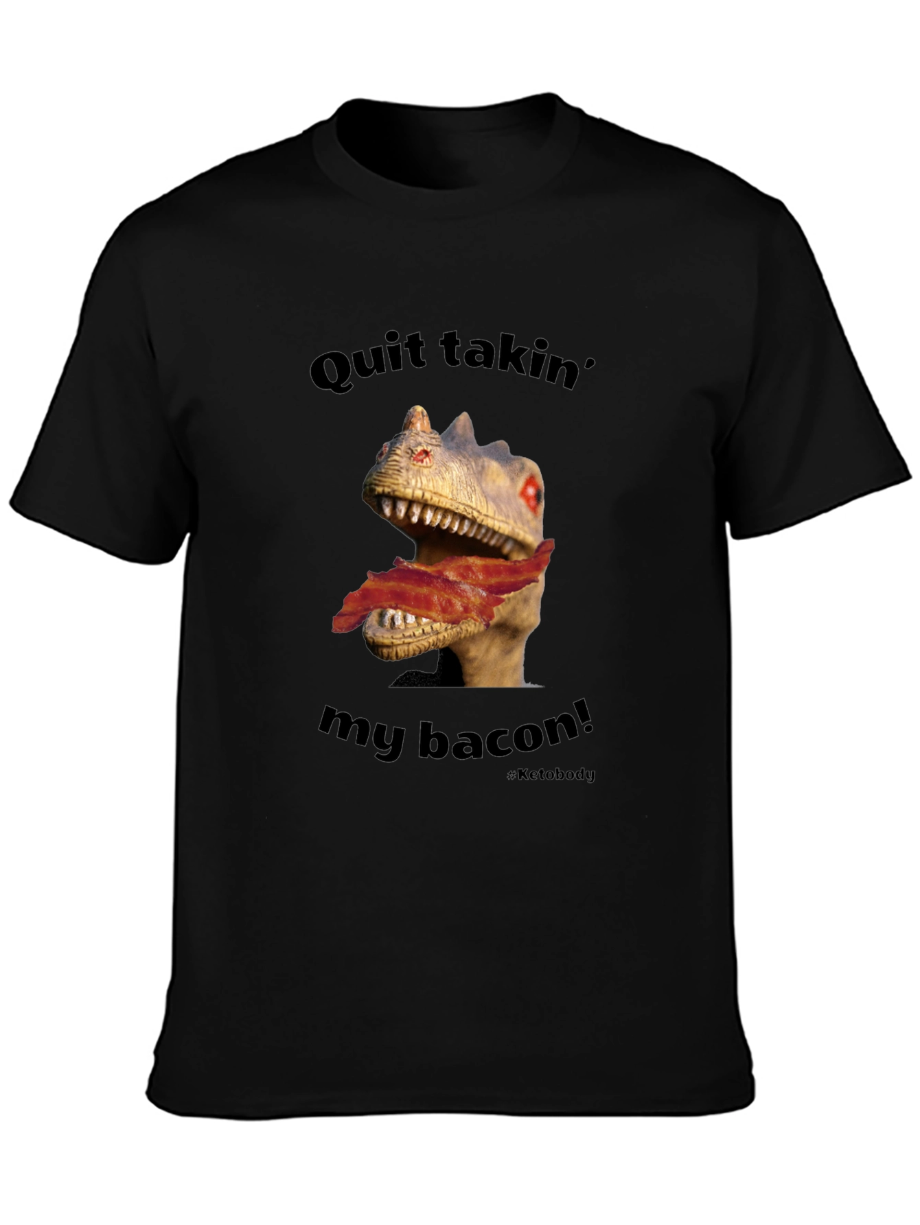 Dino Bacon Mens Graphic Tee - Funny Novelty Shirt
