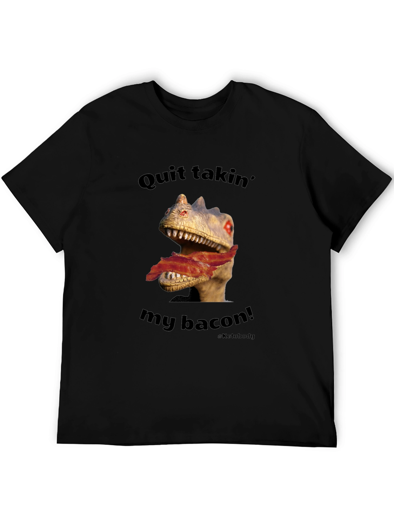 Dino Bacon Mens Graphic Tee - Funny Novelty Shirt