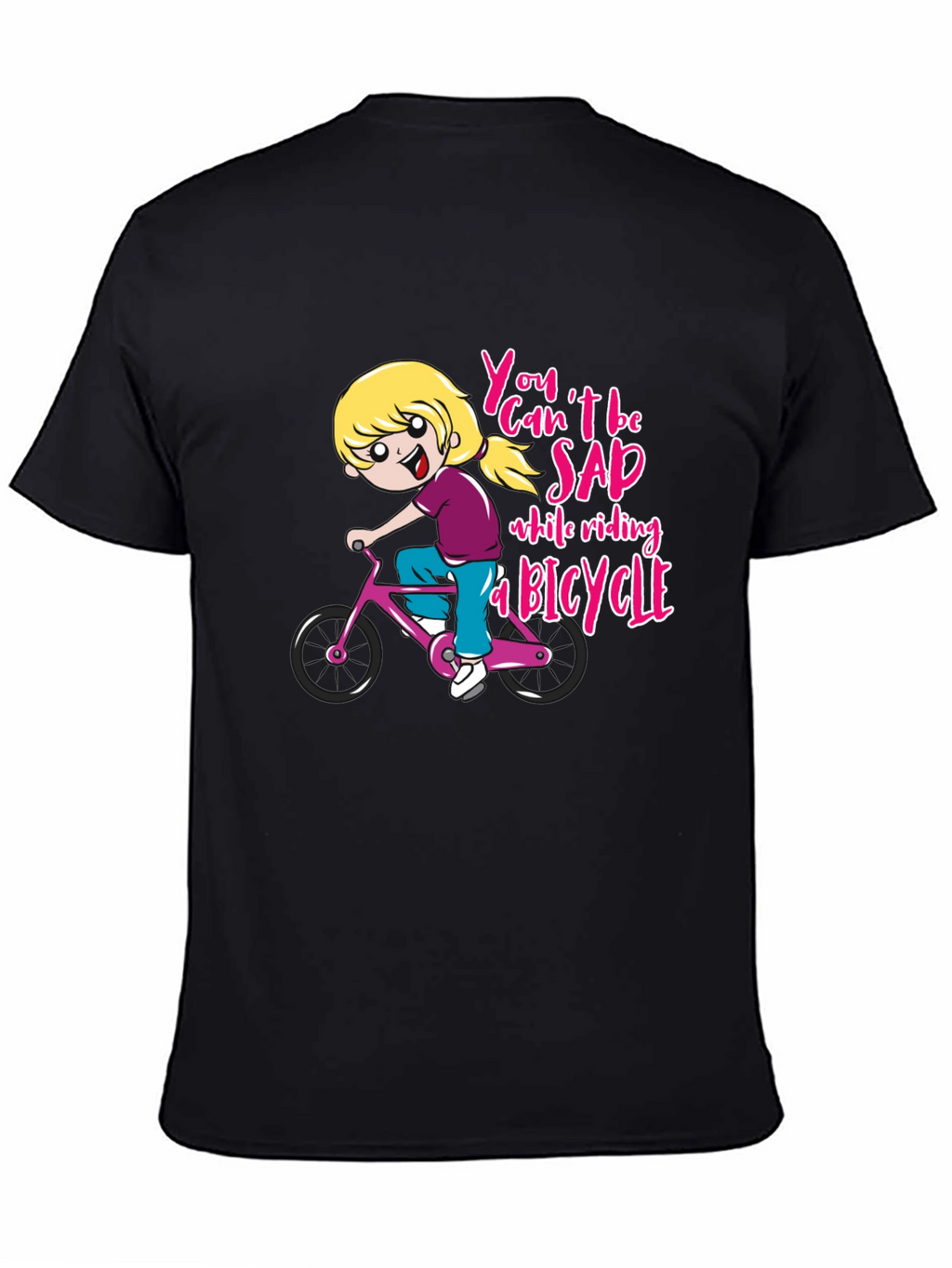 Black T-Shirt with Bicycle Design