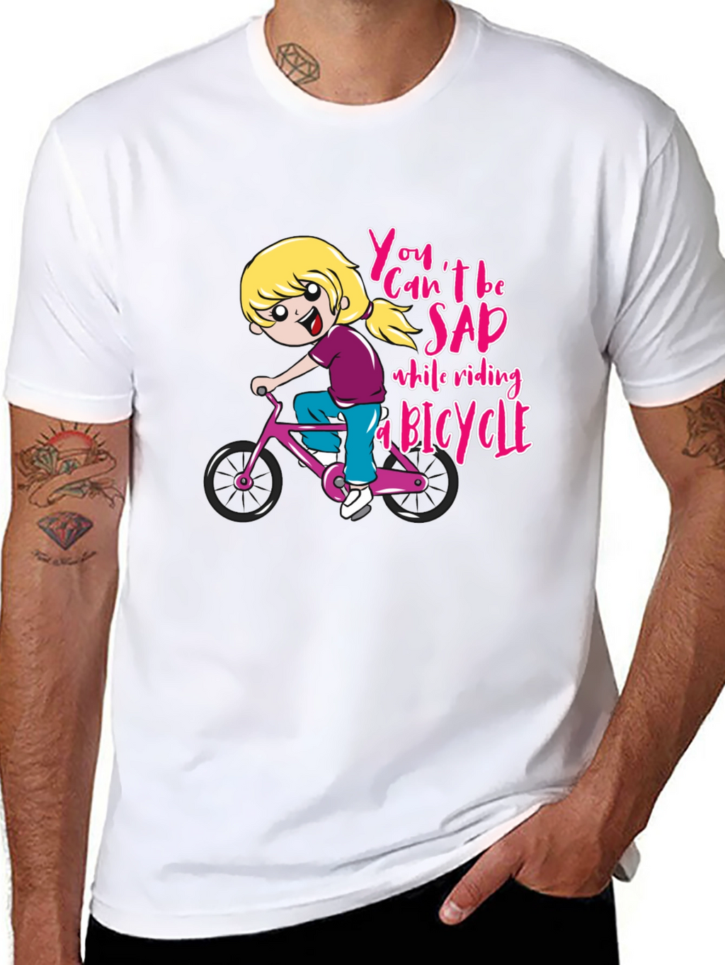 Black T-Shirt with Bicycle Design