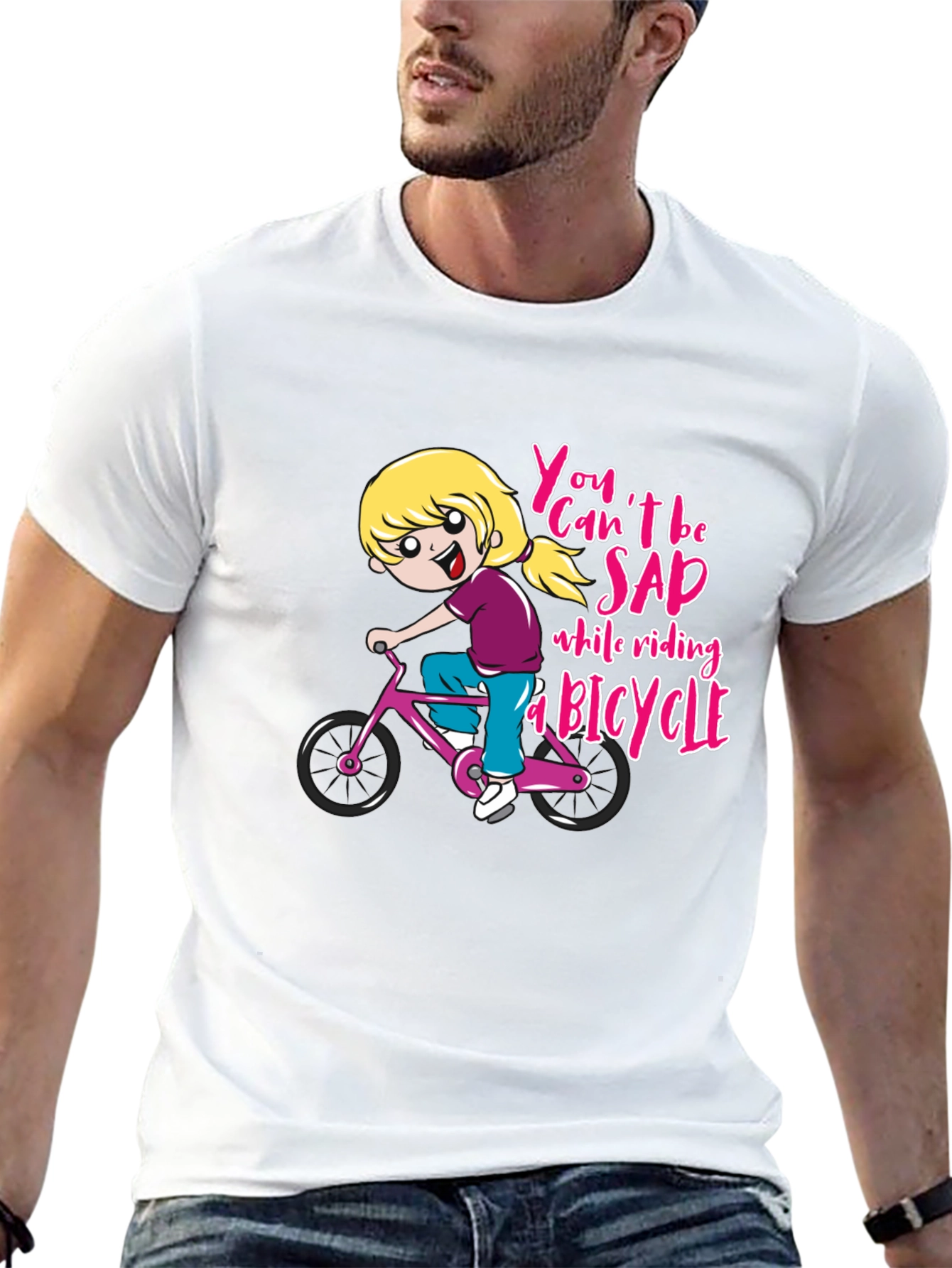 Black T-Shirt with Bicycle Design