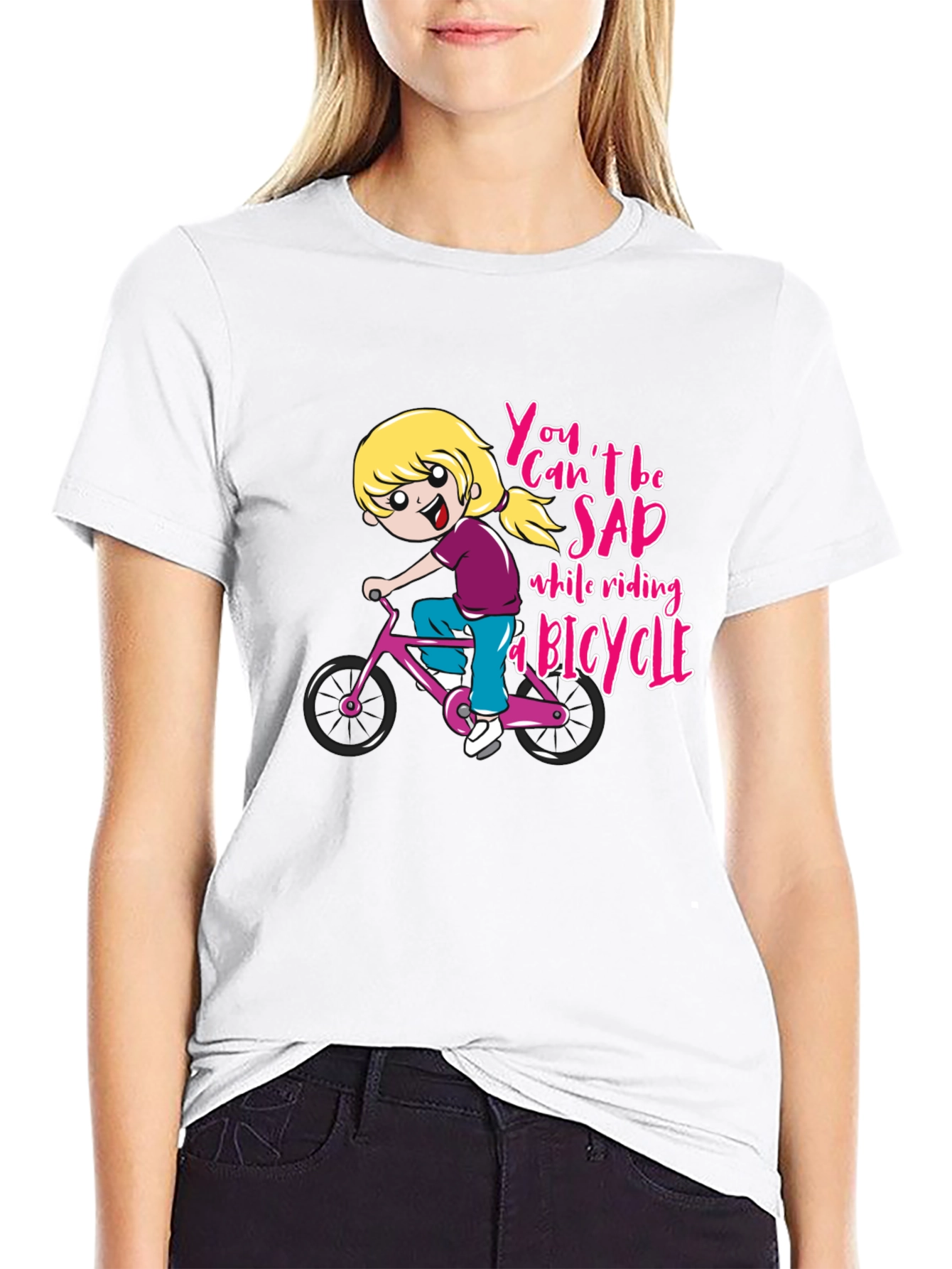 Black T-Shirt with Bicycle Design