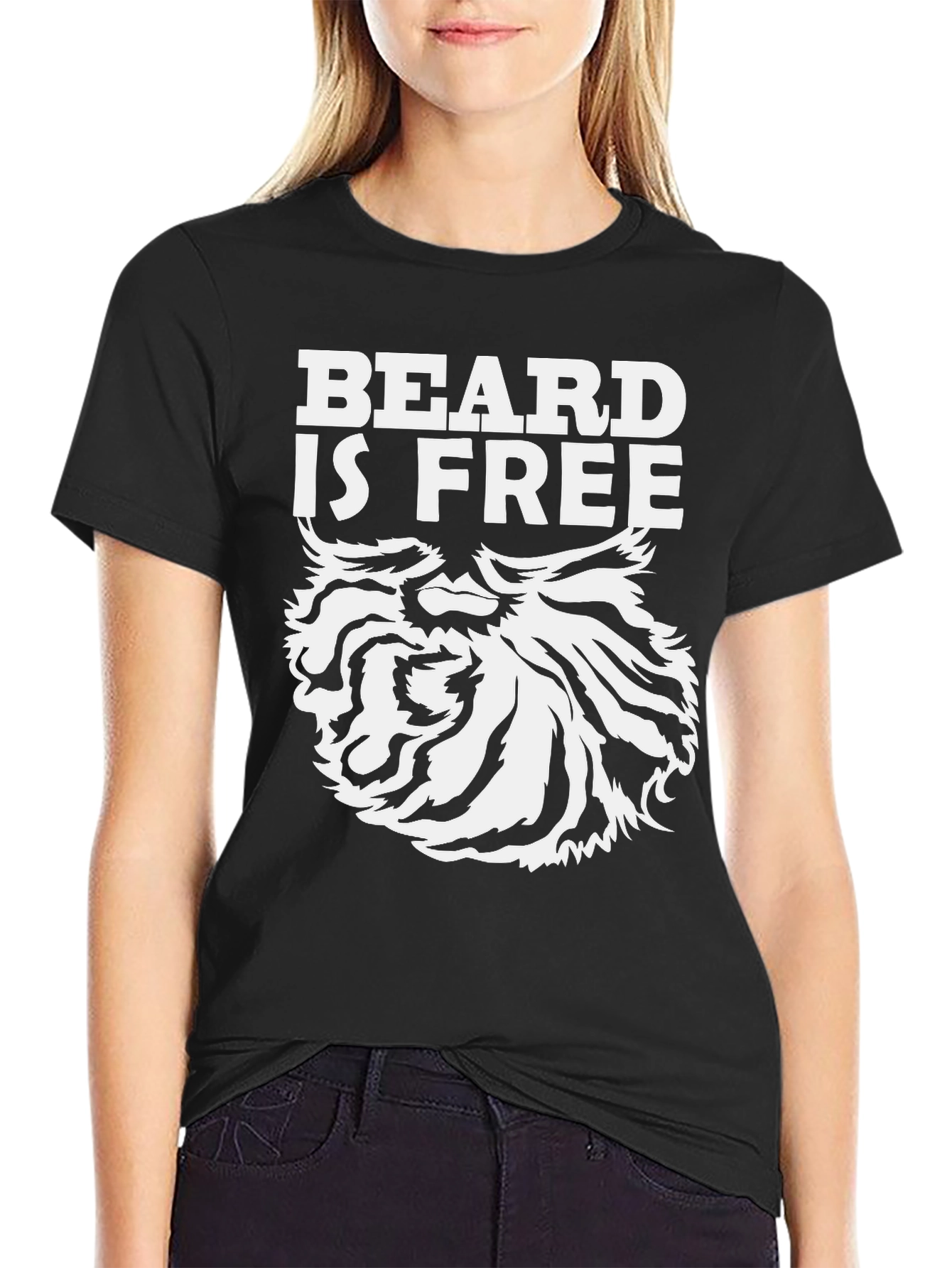 Beard Is Free Graphic T-Shirt - Black Cotton Tee