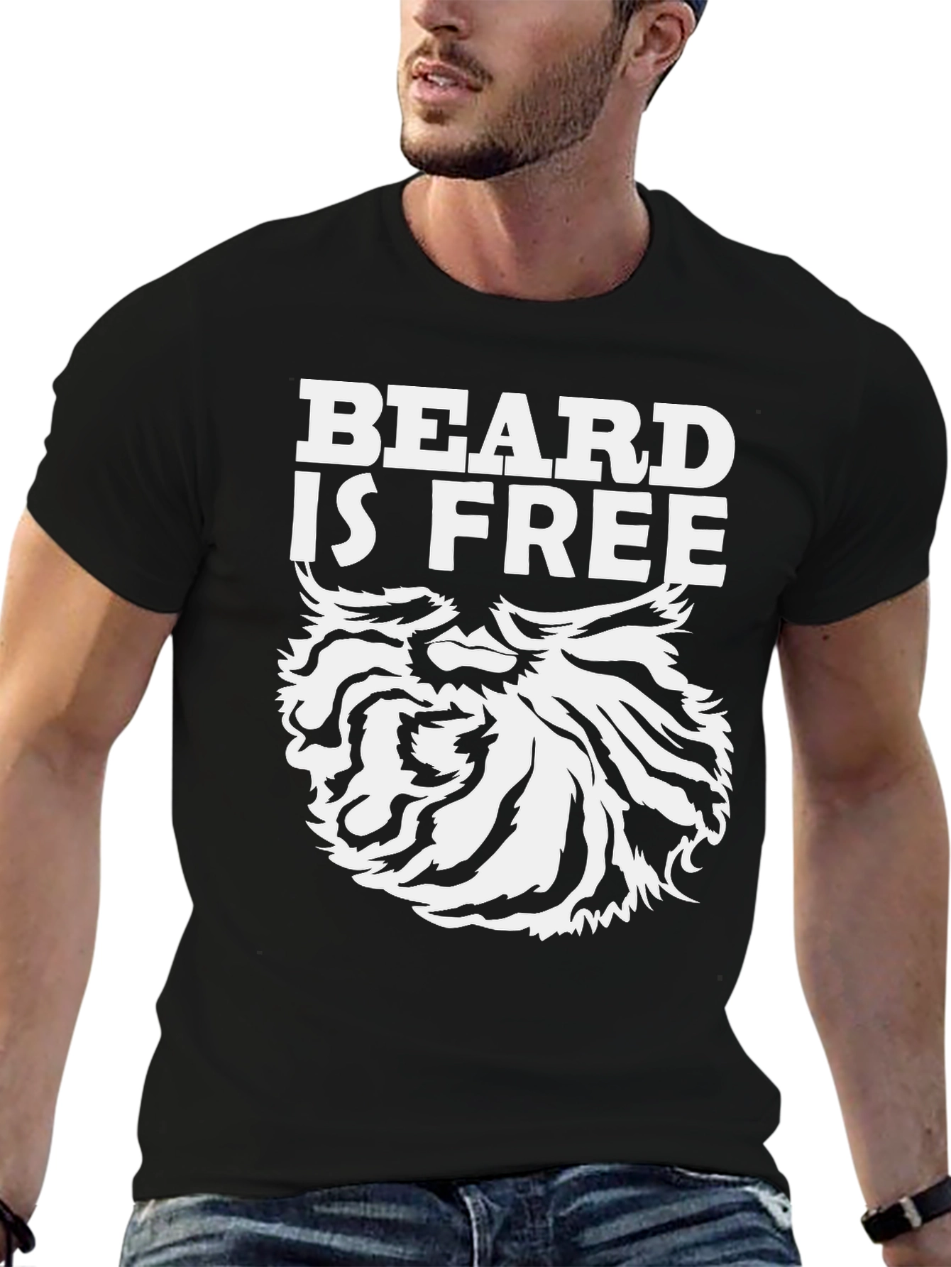 Beard Is Free Graphic T-Shirt - Black Cotton Tee