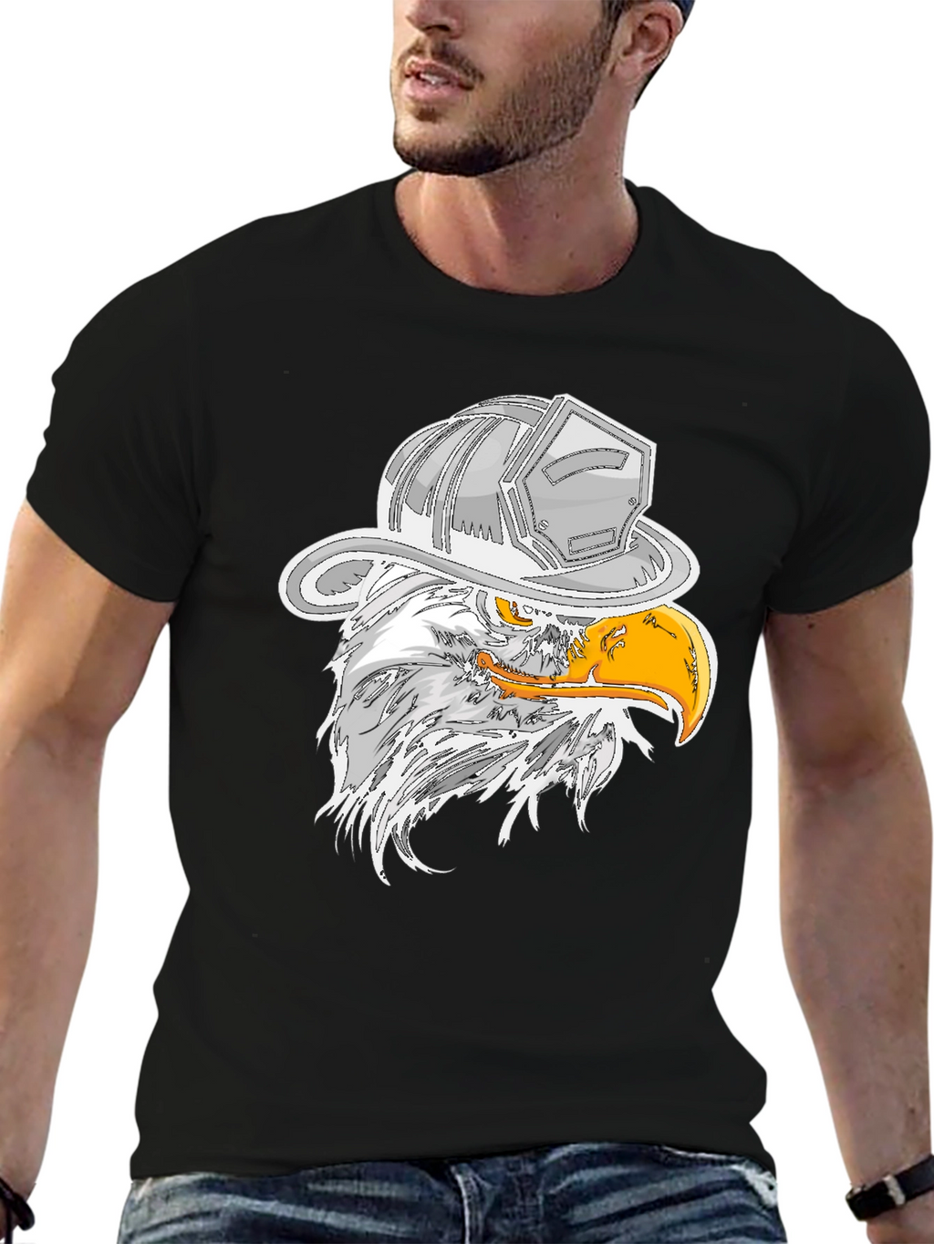Eagle Firefighter Helmet Graphic T-Shirt