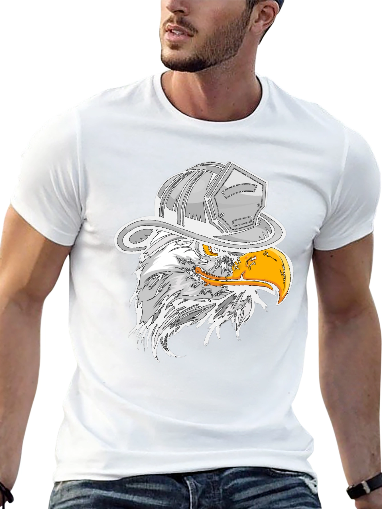 Eagle Firefighter Helmet Graphic T-Shirt