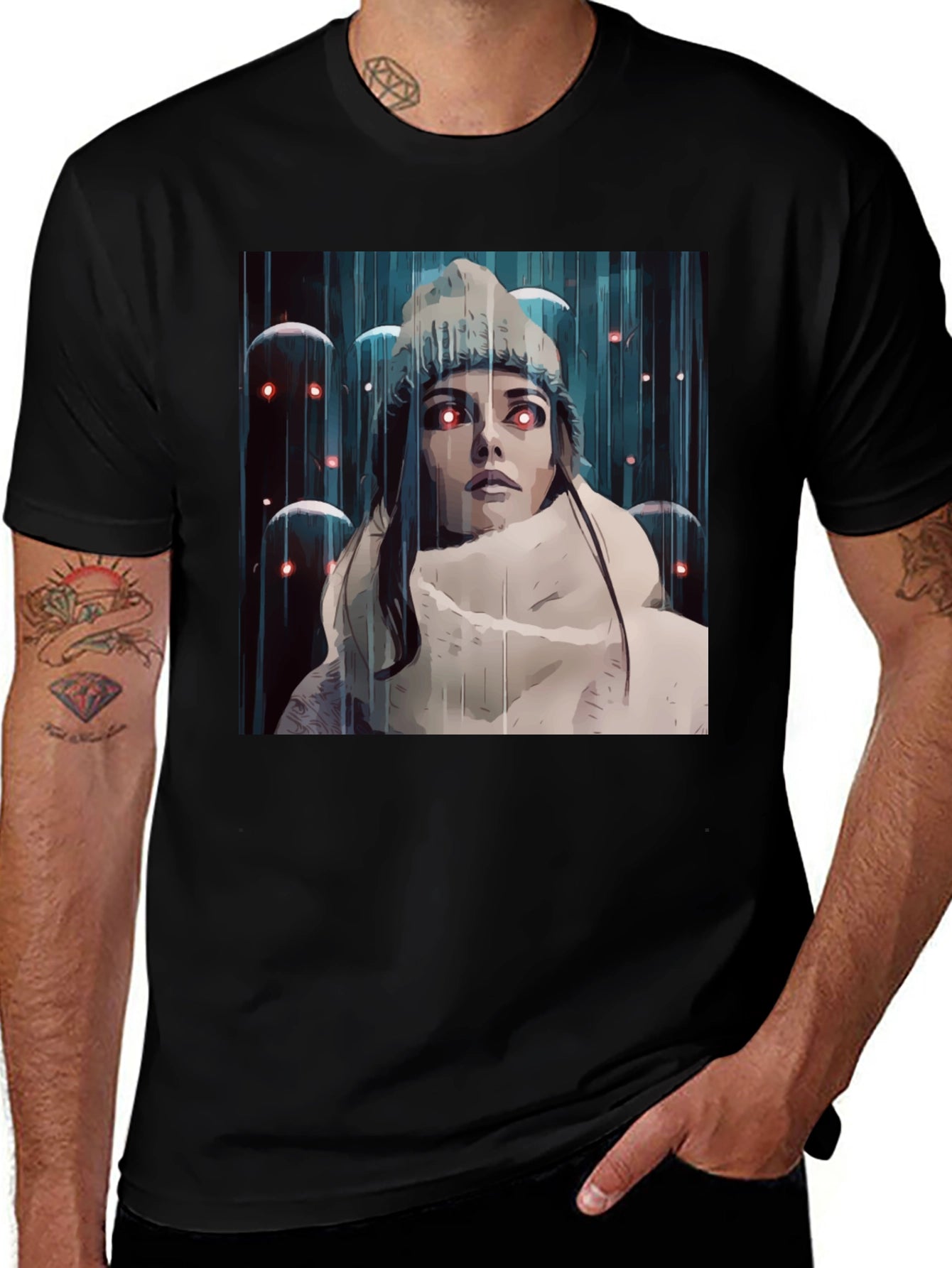 Artistic Womans Tee - Red Eye Dreamscape Graphic