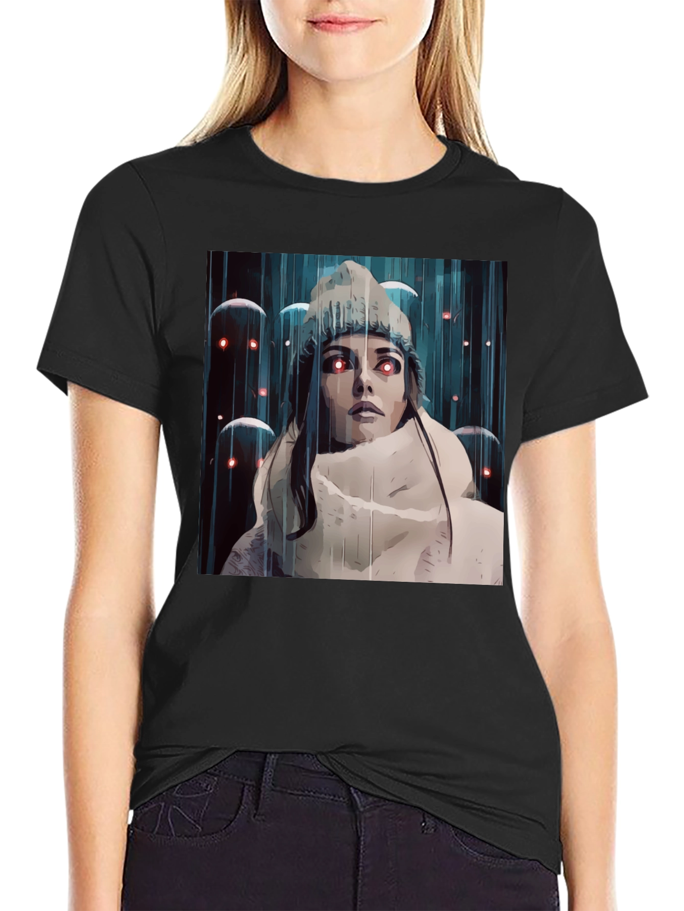 Artistic Womans Tee - Red Eye Dreamscape Graphic