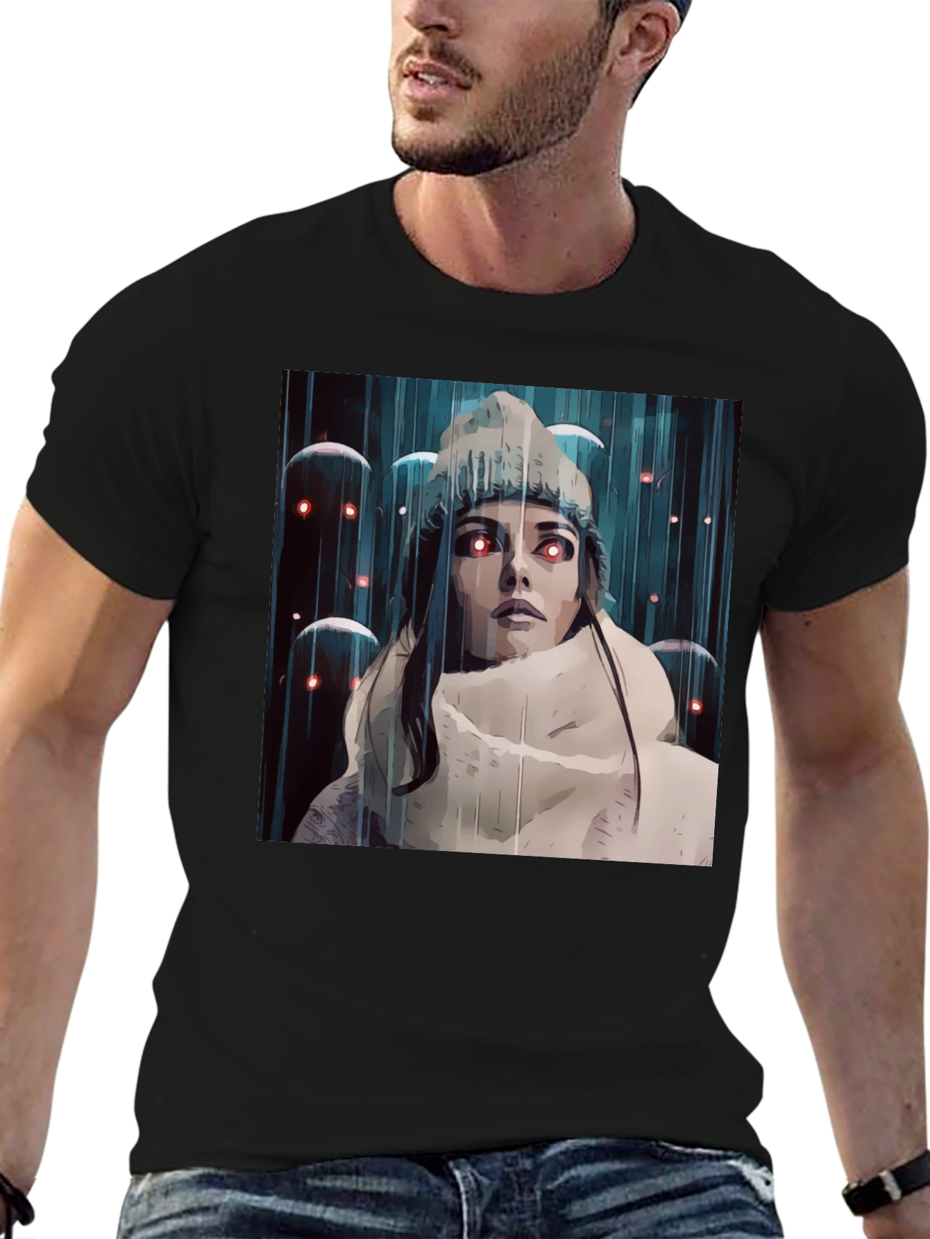 Artistic Womans Tee - Red Eye Dreamscape Graphic