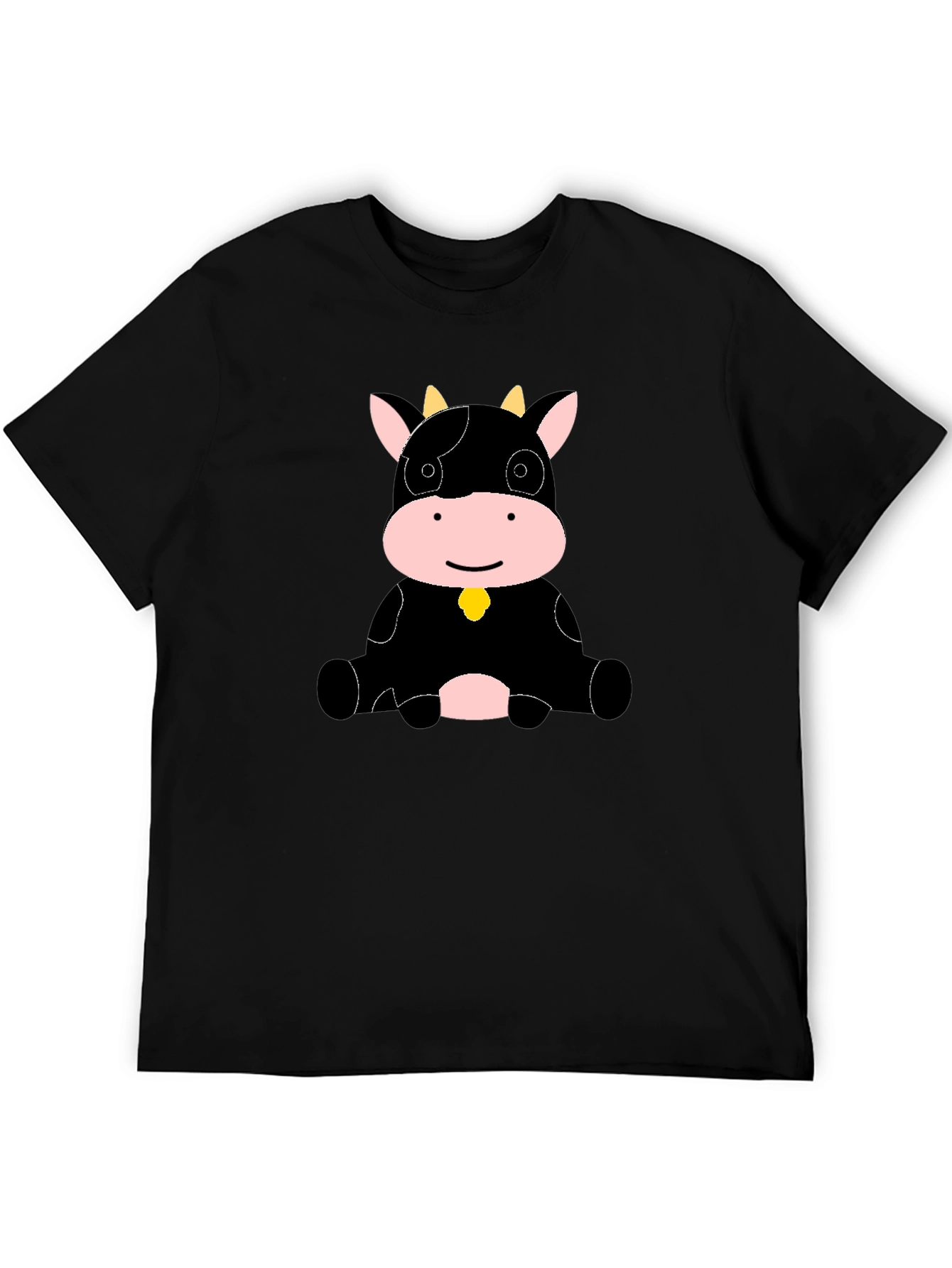 Cute Cow Graphic Black T-Shirt - Casual Style