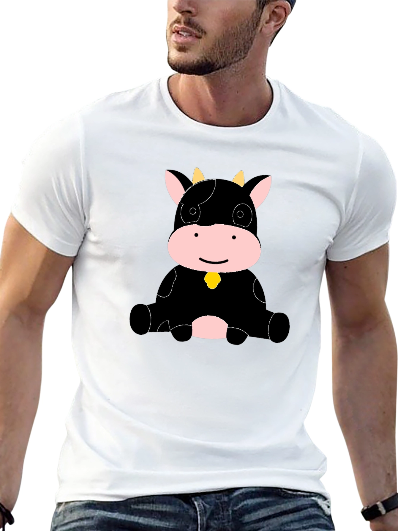 Cute Cow Graphic Black T-Shirt - Casual Style