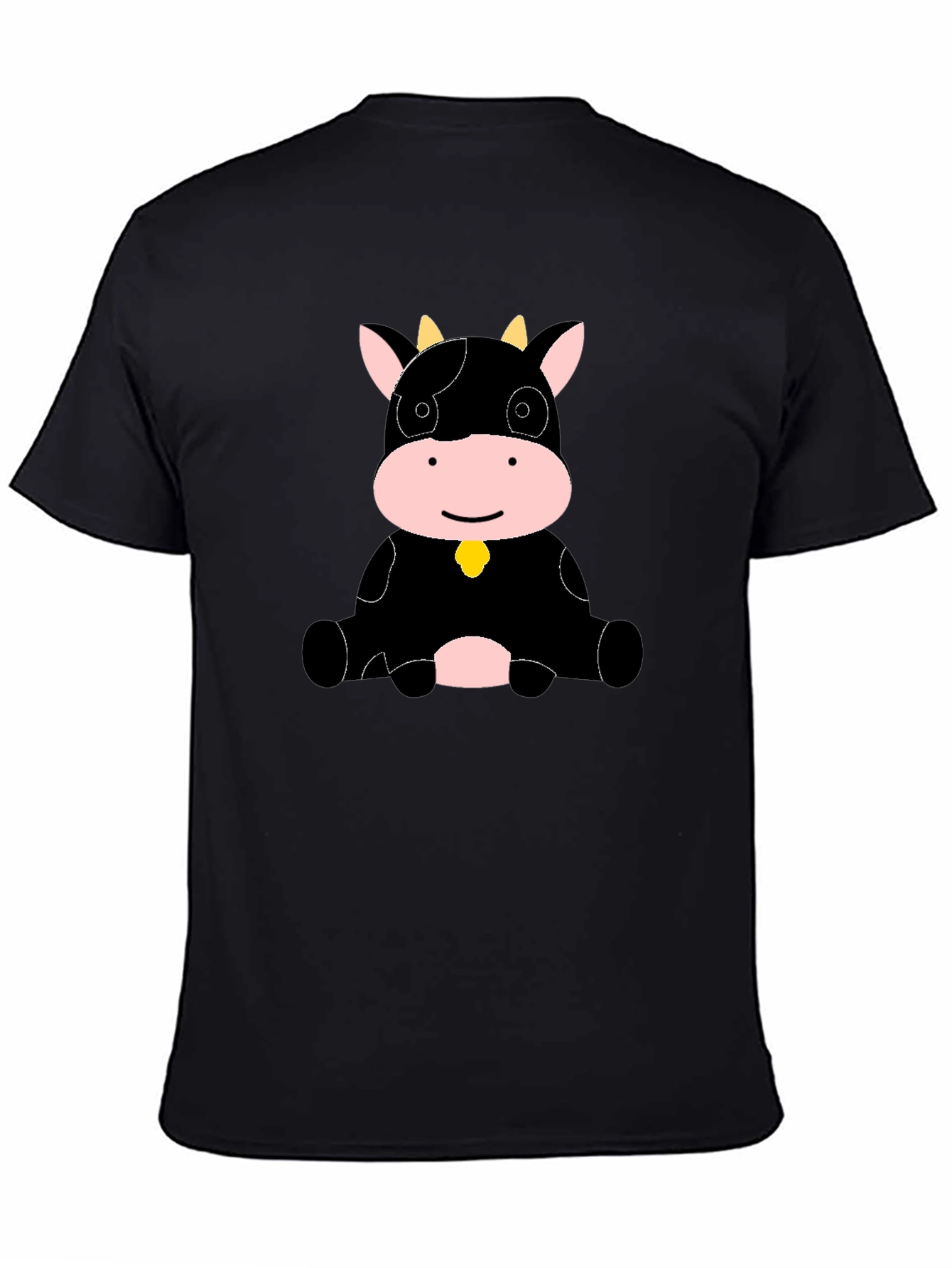 Cute Cow Graphic Black T-Shirt - Casual Style