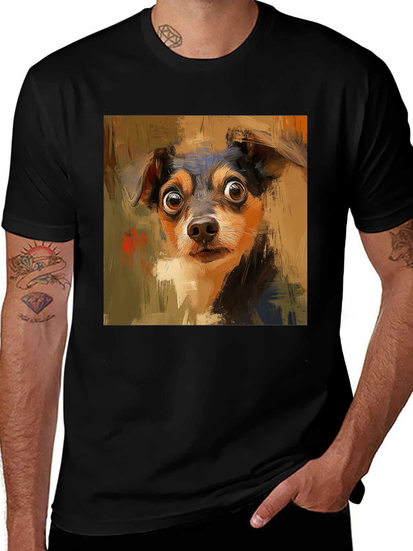 Dog Art Black Tee - Unique Canine Lovers T-Shirt