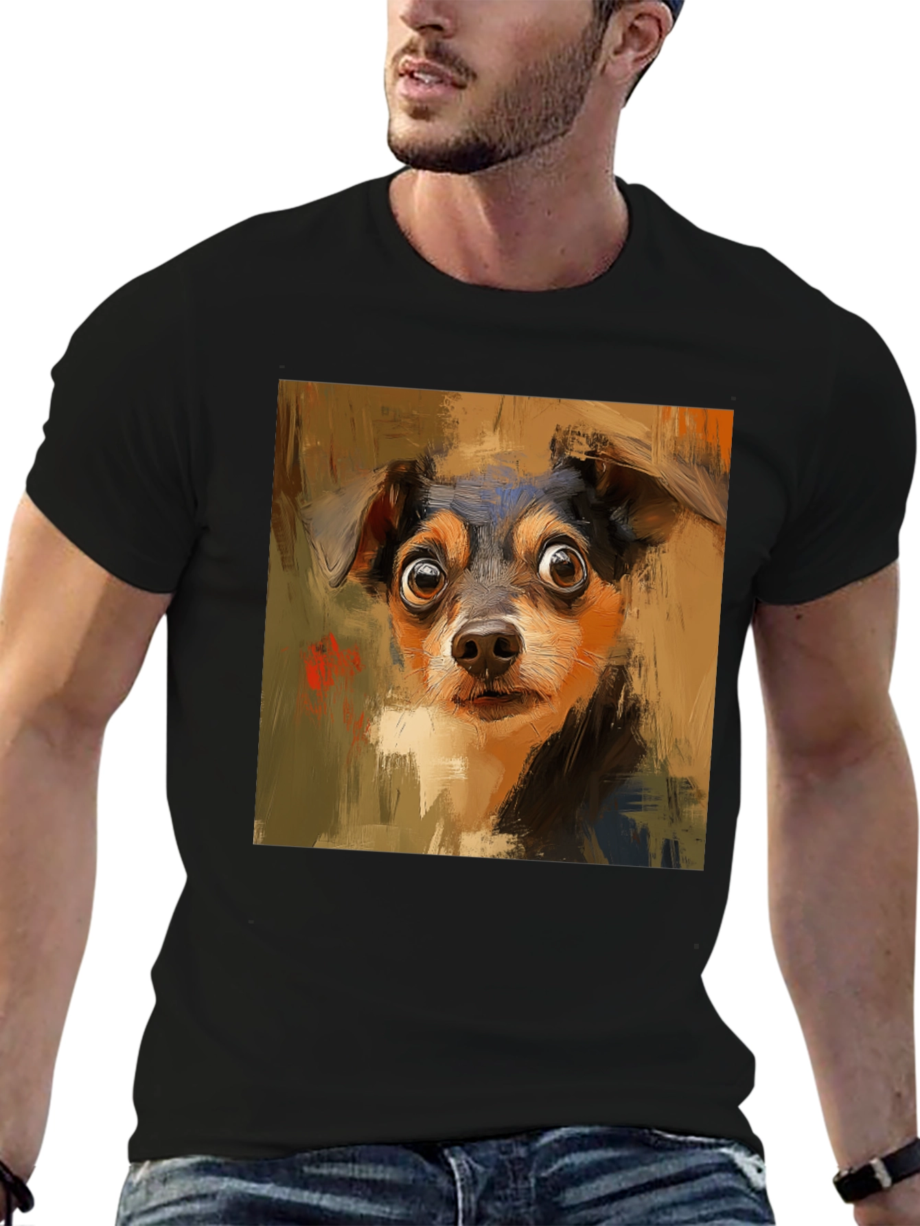 Dog Art Black Tee - Unique Canine Lovers T-Shirt