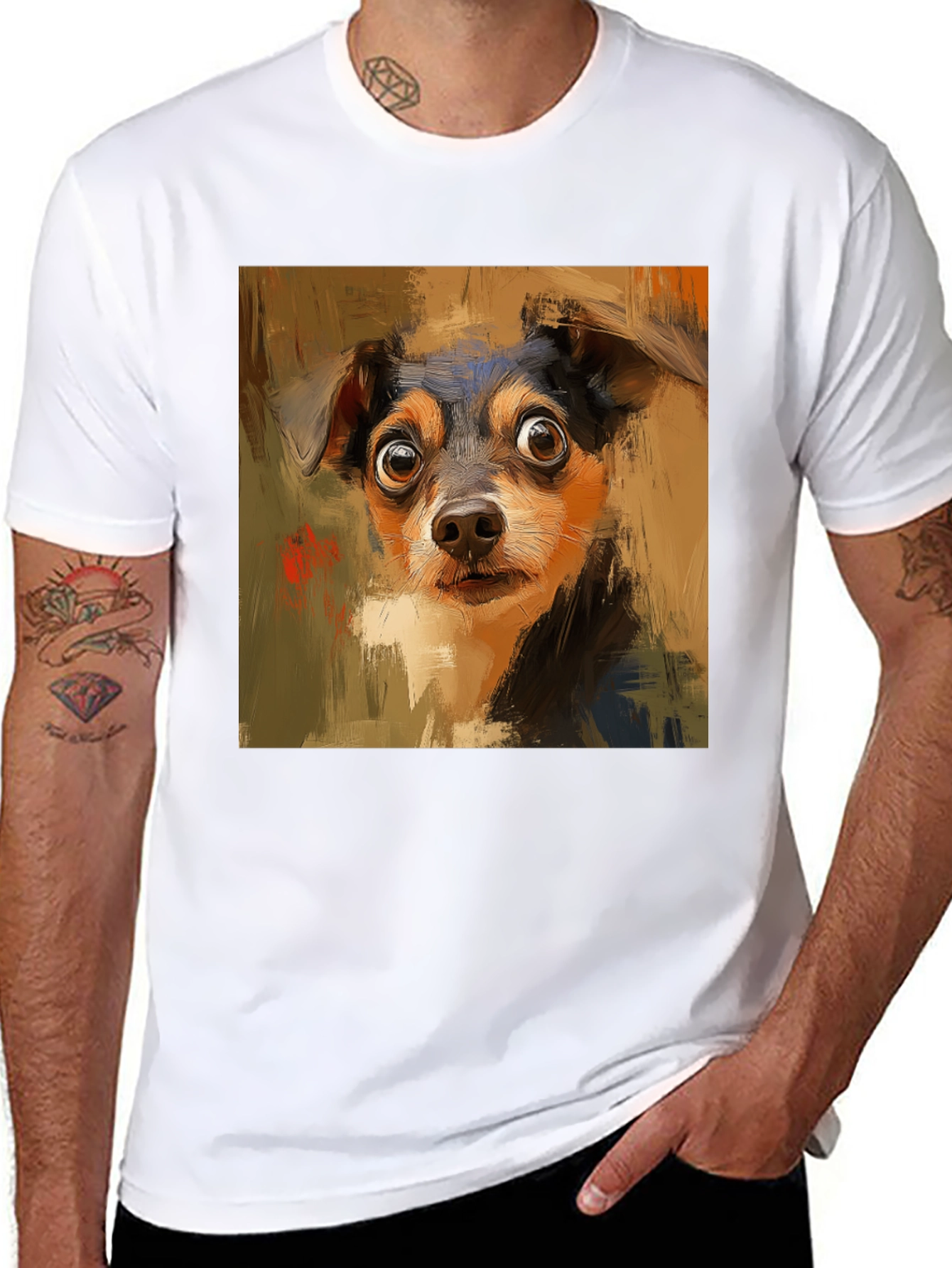 Dog Art Black Tee - Unique Canine Lovers T-Shirt