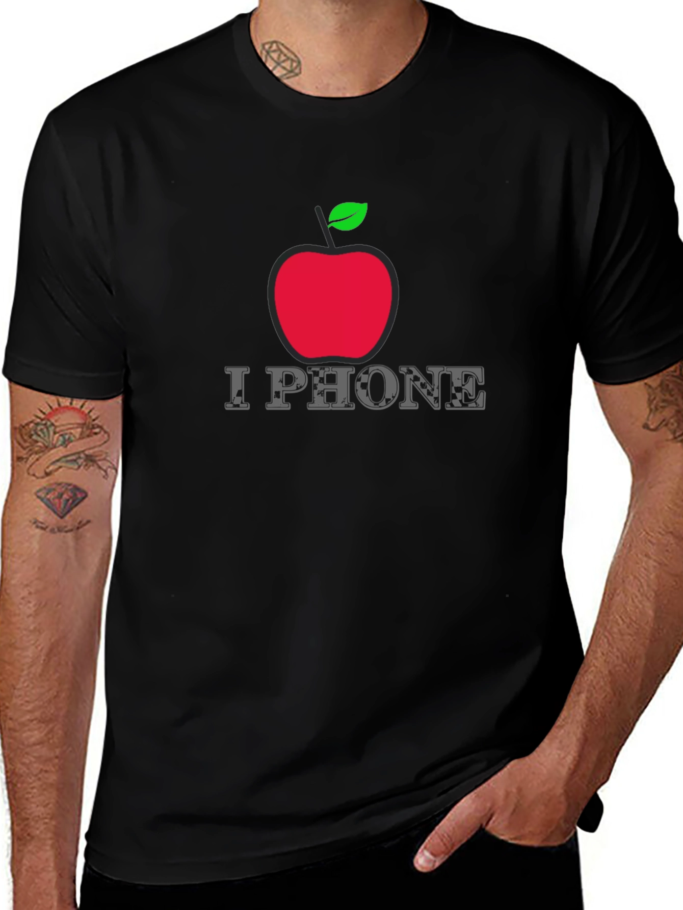 I Phone Apple Logo Graphic T-Shirt