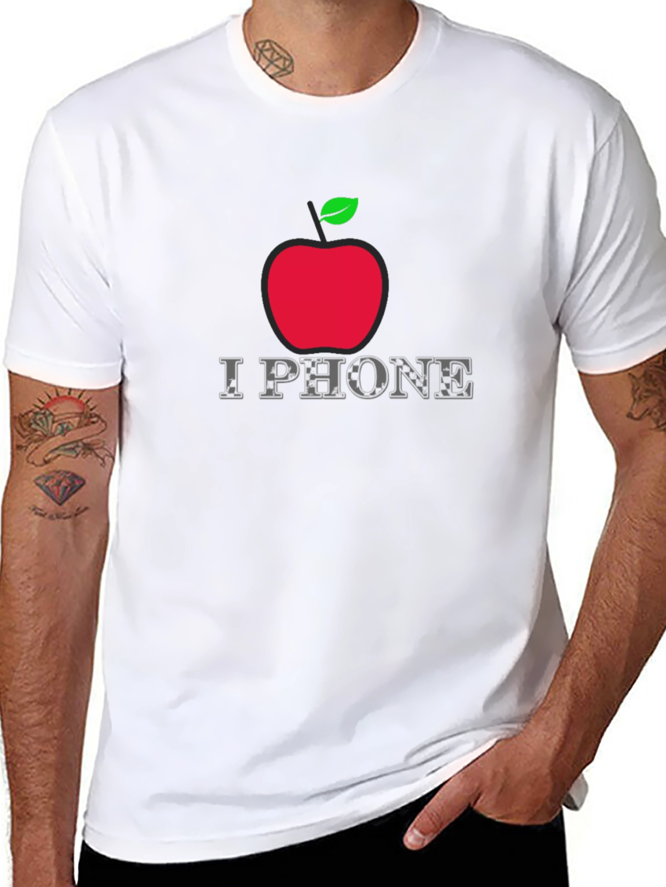 I Phone Apple Logo Graphic T-Shirt