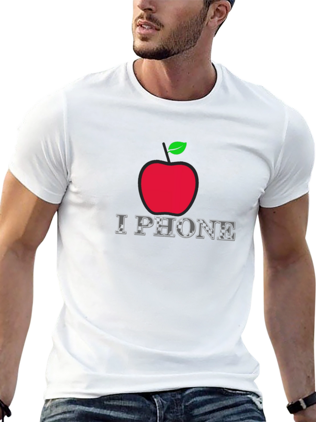 I Phone Apple Logo Graphic T-Shirt