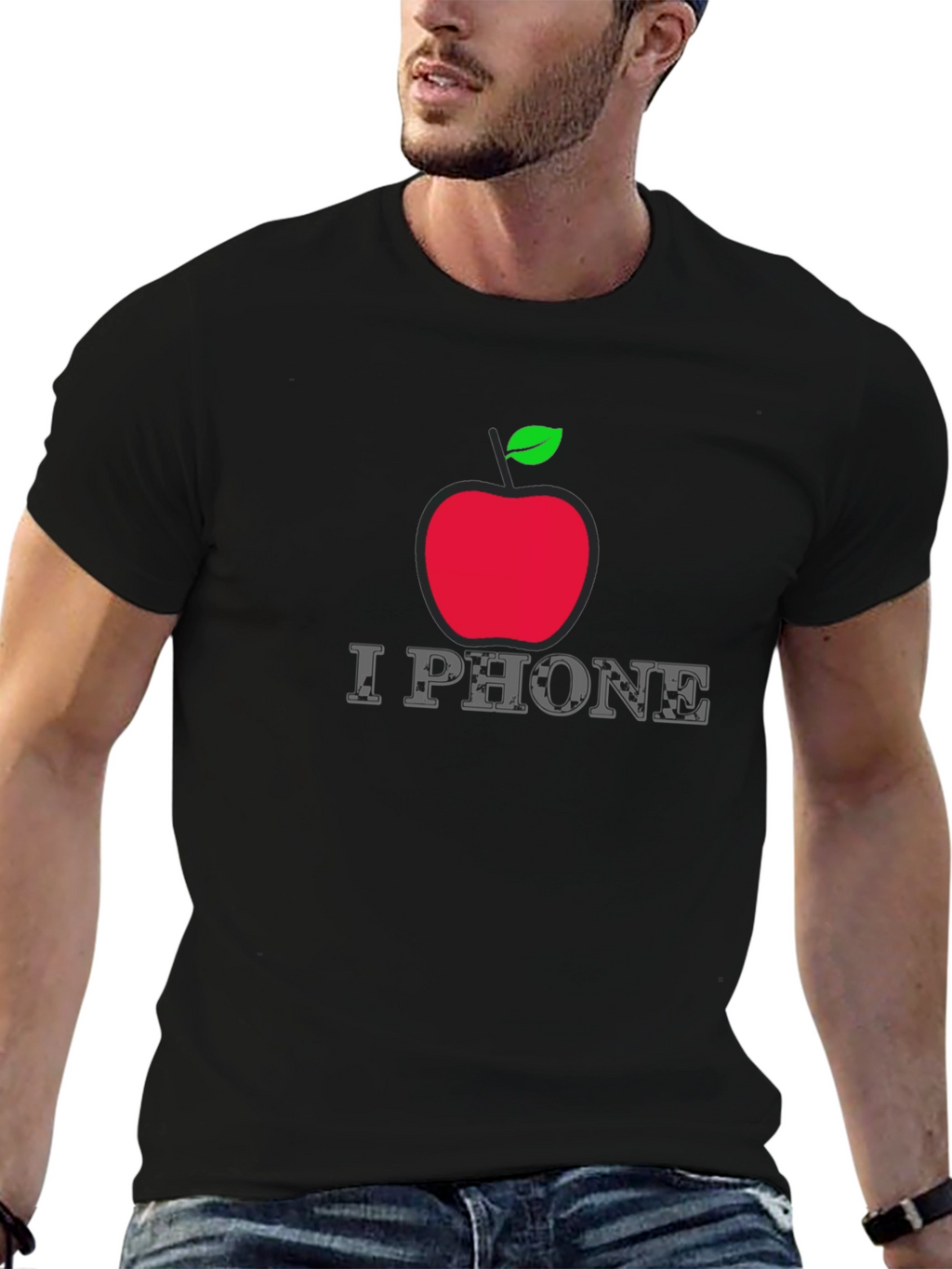 I Phone Apple Logo Graphic T-Shirt