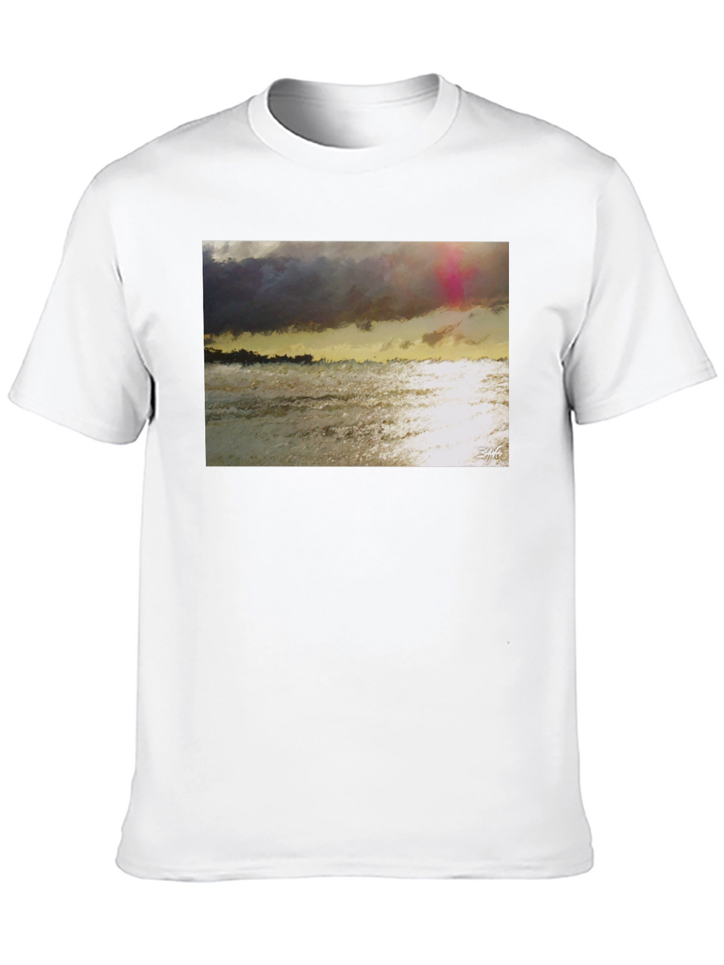 Abstract Seascape Graphic Tee - Artistic Style