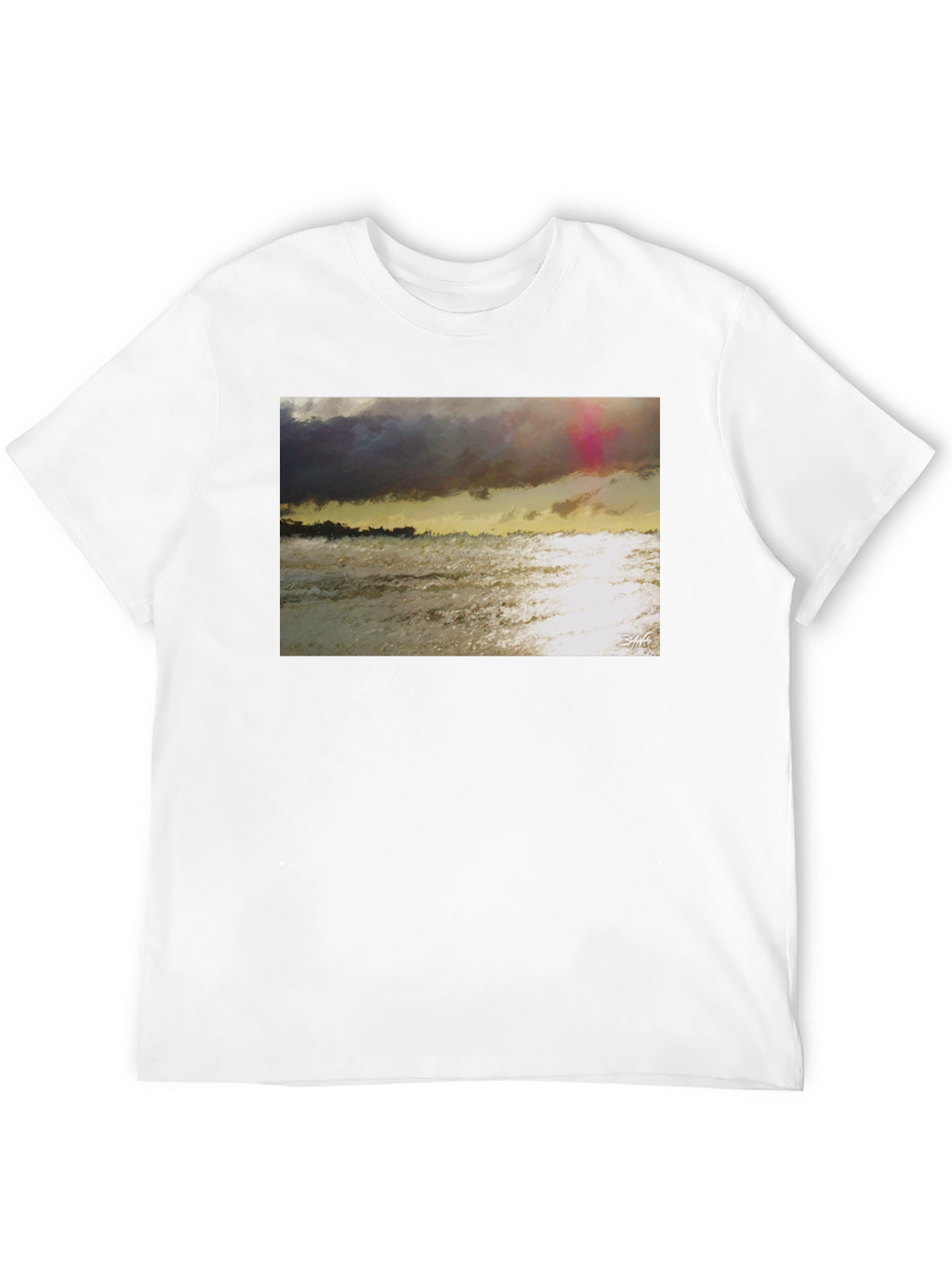 Abstract Seascape Graphic Tee - Artistic Style