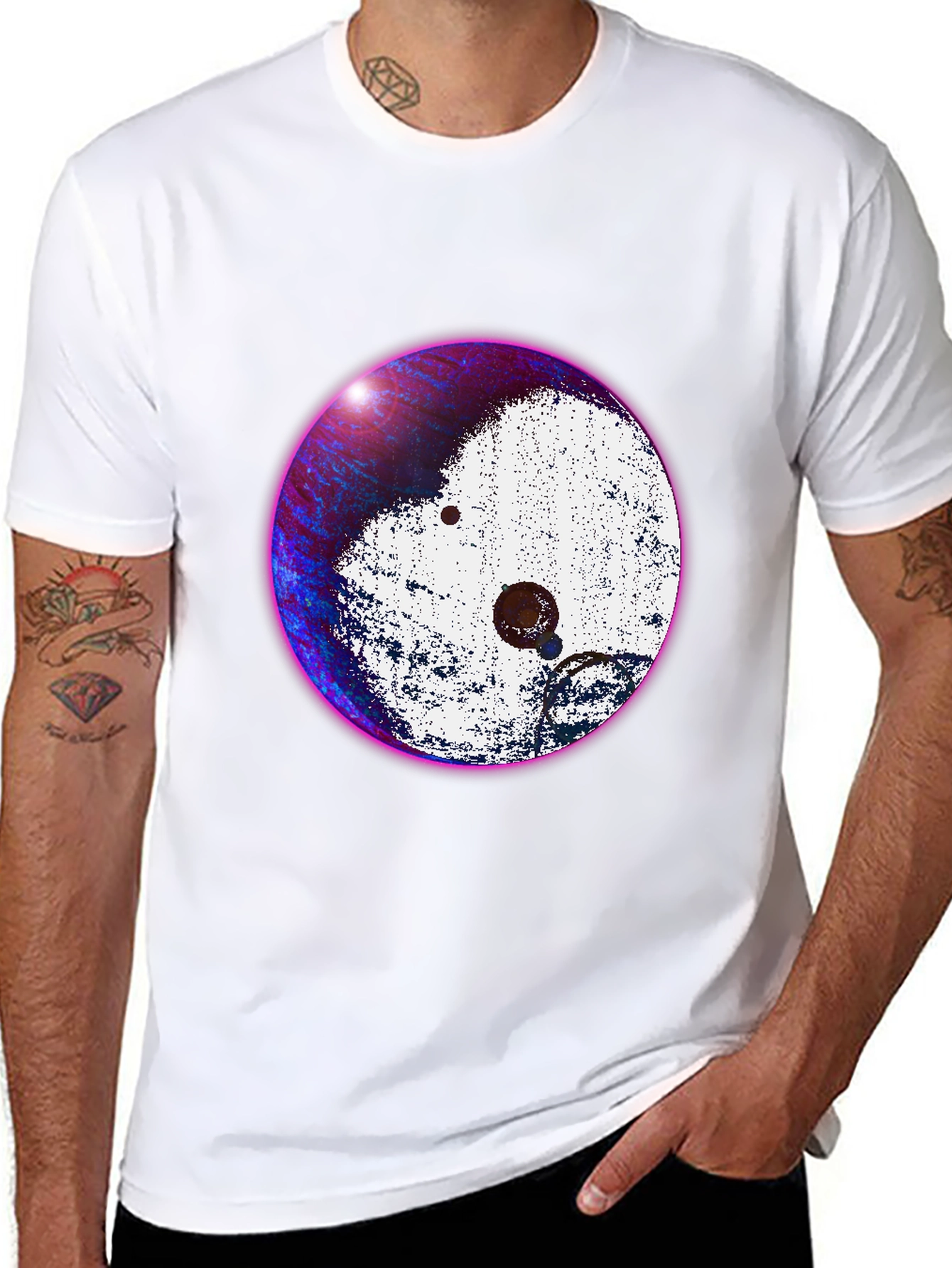 Abstract Yin Yang Graphic Tee - Stylish Black T-Shirt