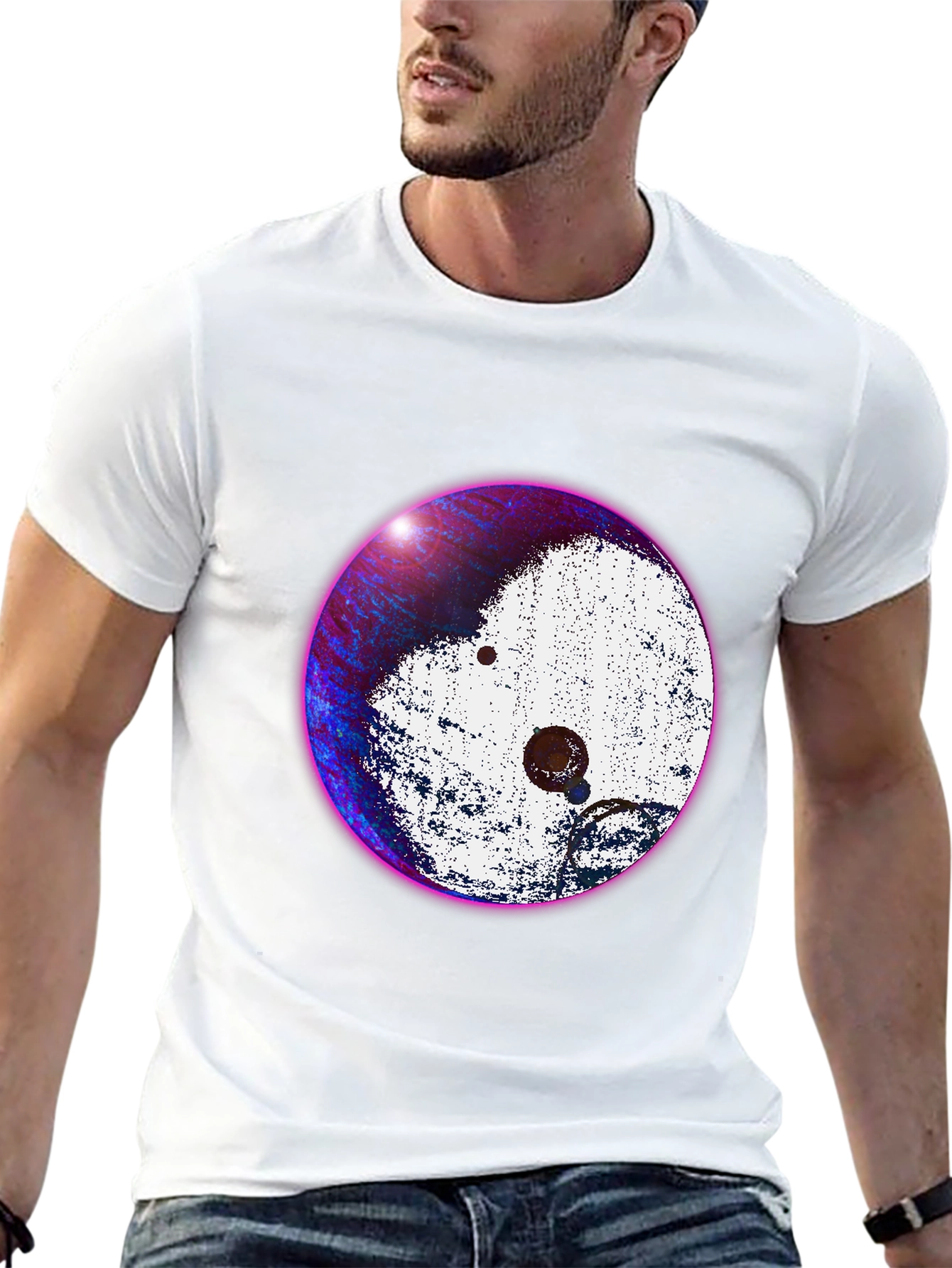 Abstract Yin Yang Graphic Tee - Stylish Black T-Shirt