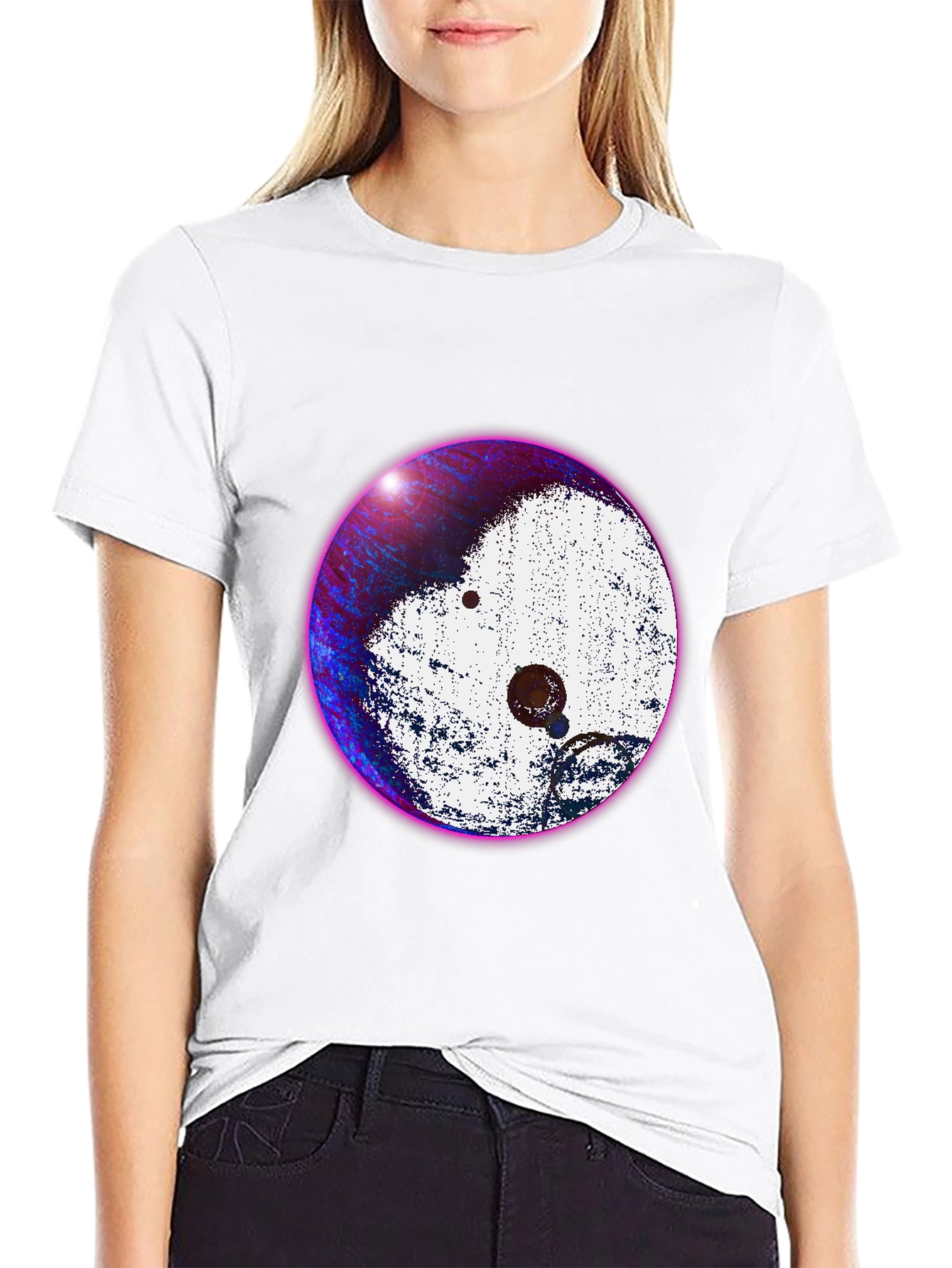 Abstract Yin Yang Graphic Tee - Stylish Black T-Shirt