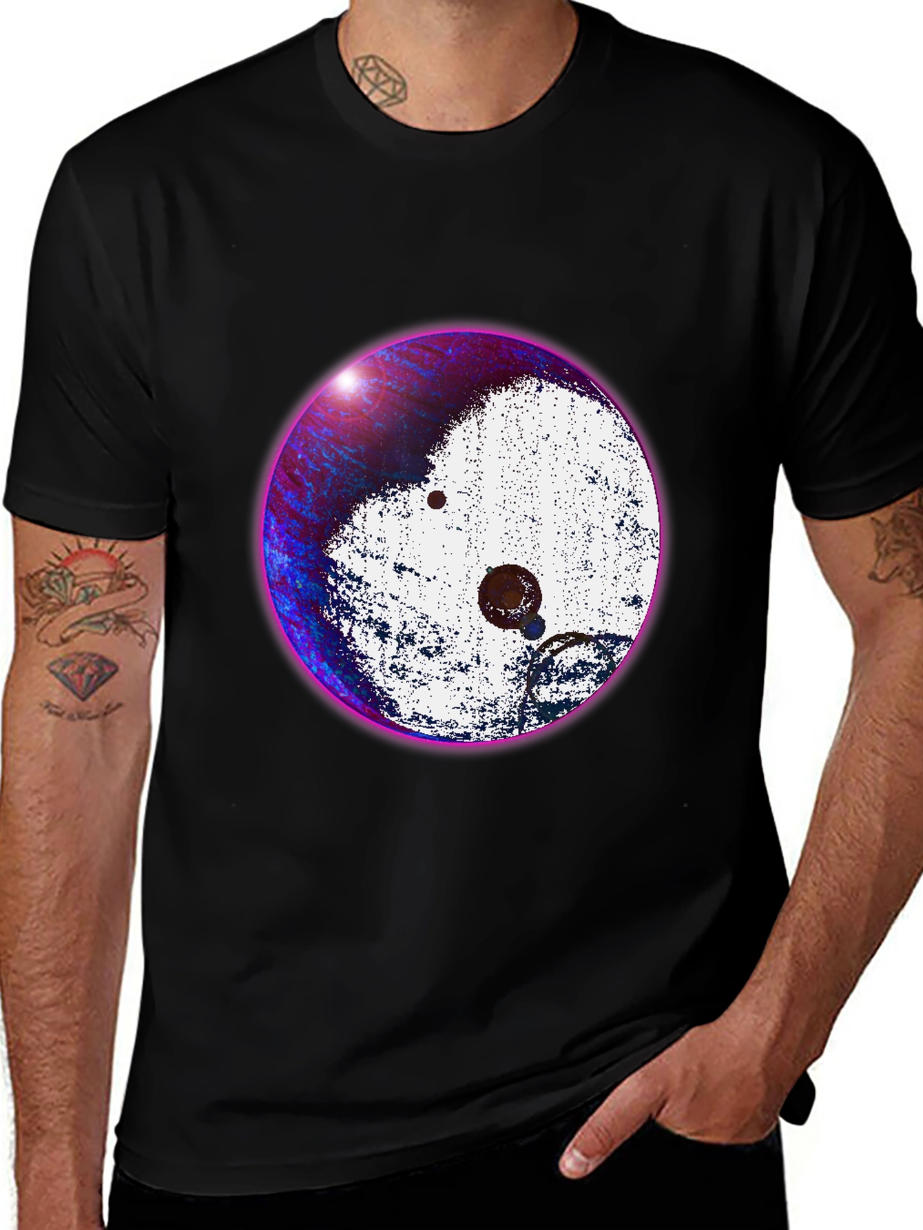 Abstract Yin Yang Graphic Tee - Stylish Black T-Shirt